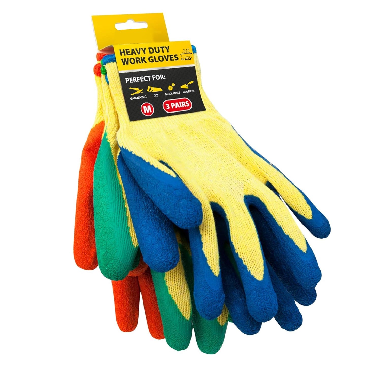 Nozzy Gardening Gloves for Men Women - 3 Pairs Thorn Proof Gardening Gloves Work DIY Construction
