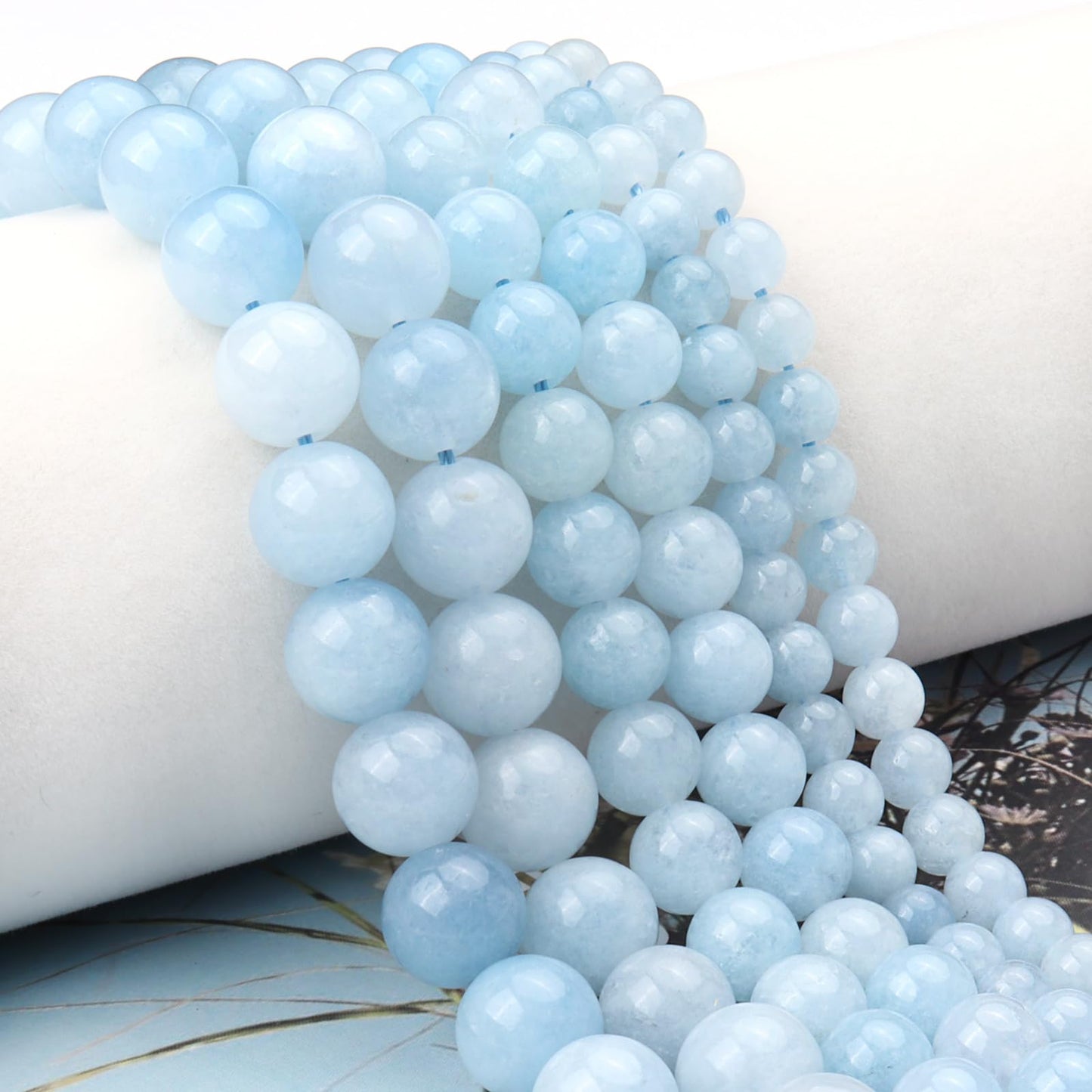 Siomia 60pcs 6mm Natural Blue Aquamarine Gemstone Beads Energy Healing Crystal Round Loose Stone Beads for Jewelry Making, DIY Bracelets Necklaces