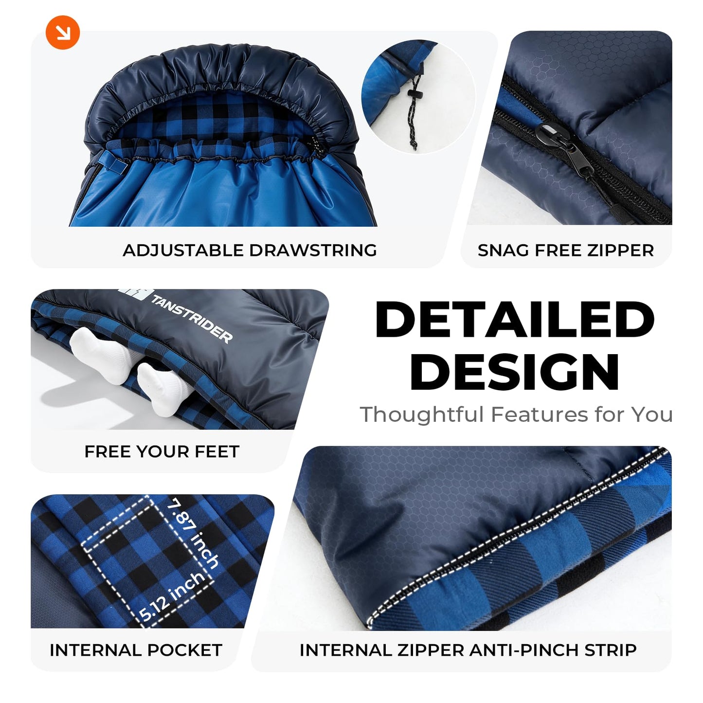 TANSTRIDER Cotton Flannel XXL Sleeping Bags for Adults Cold Weather Camping Sleeping Bag for Adults Kids Teens with Compression Sack,Camping Gear for Traveling,Hiking,Climbing,Outdoor,Indoor