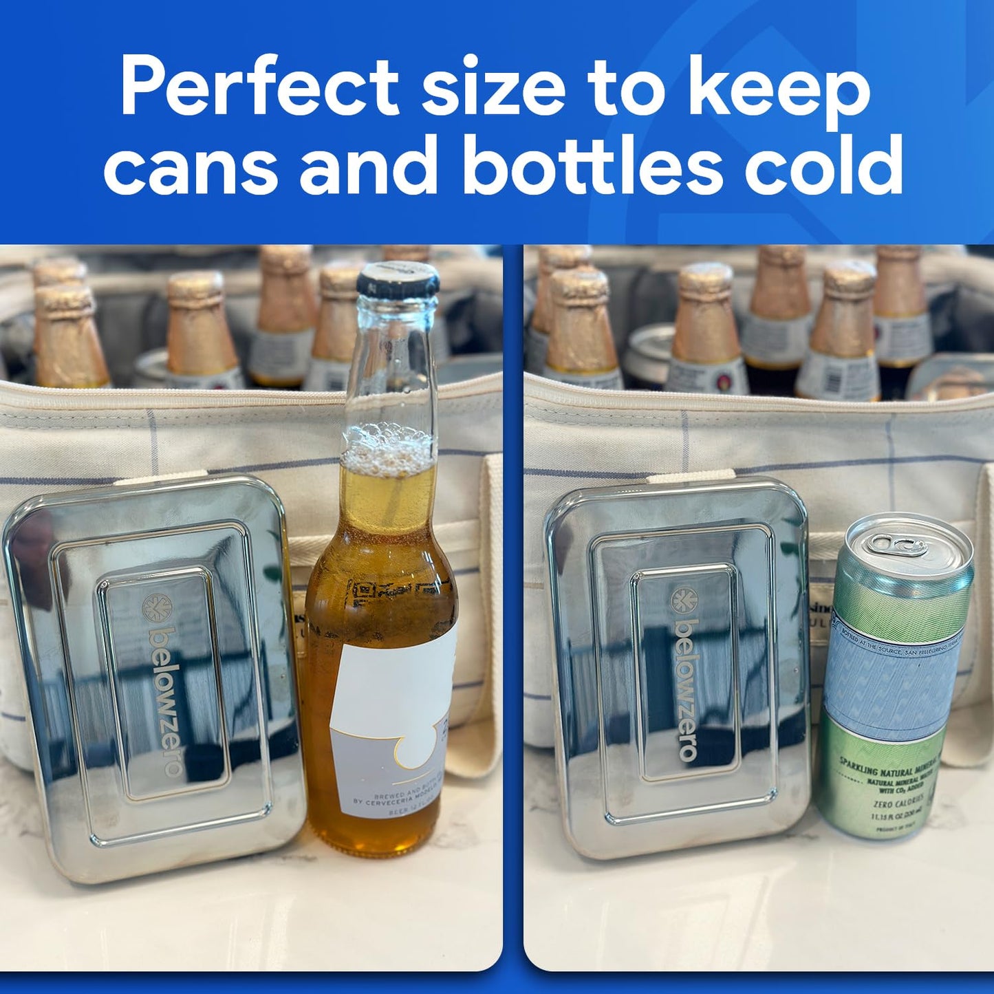 Below Zero Deluxe Stainless Steel Reusable Cooling Pack | Durable Ice Pack Lasts 48 Hours, Ice Pack for Bento, Lunch Bags, Coolers, Picnics, Camping, Beachgoers, Sporting Events | Longest Lasting