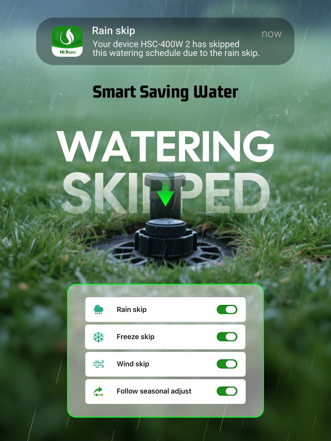 Outdoor Smart Sprinkler Controller with Protector, WiFi Irrigation Controller Easy Use App Enabled, 8 Zones + 16 Plans, Save Water Auto Skip Rain, Freeze & Wind, 10 Minutes Install