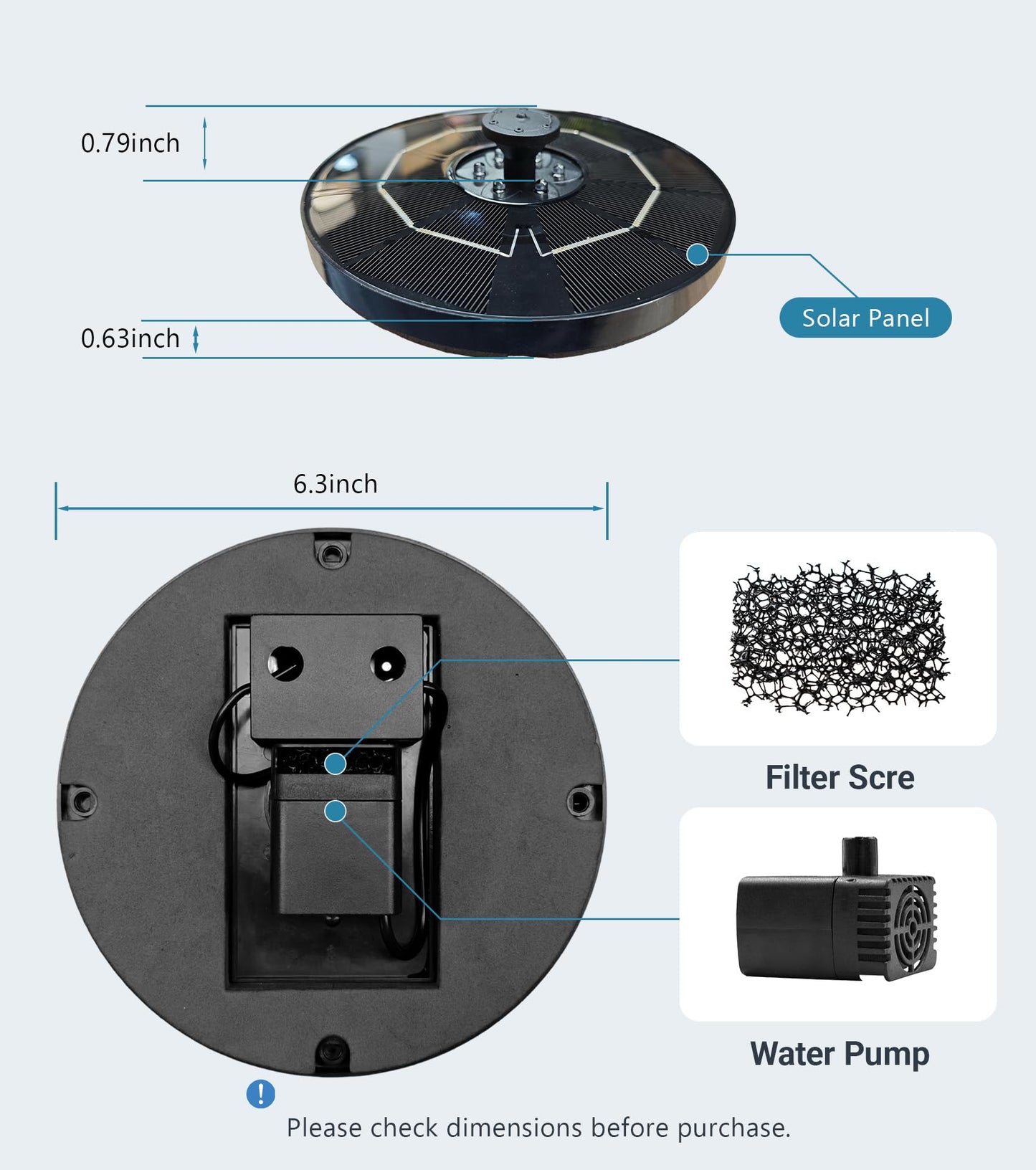 OUISJYER Solar Bird Bath Fountain with LED Lights – 6.3" Floating Solar Fountain Pump with Battery Backup | 9V/2W Powerful Water Spray, 5 Nozzles, for Bird Bath, Pond, Garden & Outdoor Decor