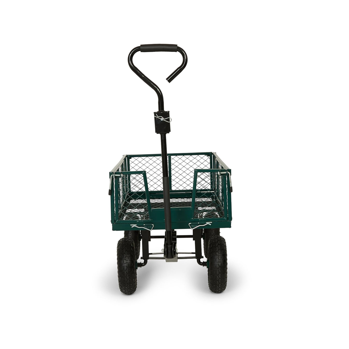 Backyard Expressions Heavy Duty Garden Cart 400 lb Utility Wagon Cart with Removable Mesh Sides, Powder-Coated Steel Bed, Pneumatic Tires, Pull Handle Yard Cart