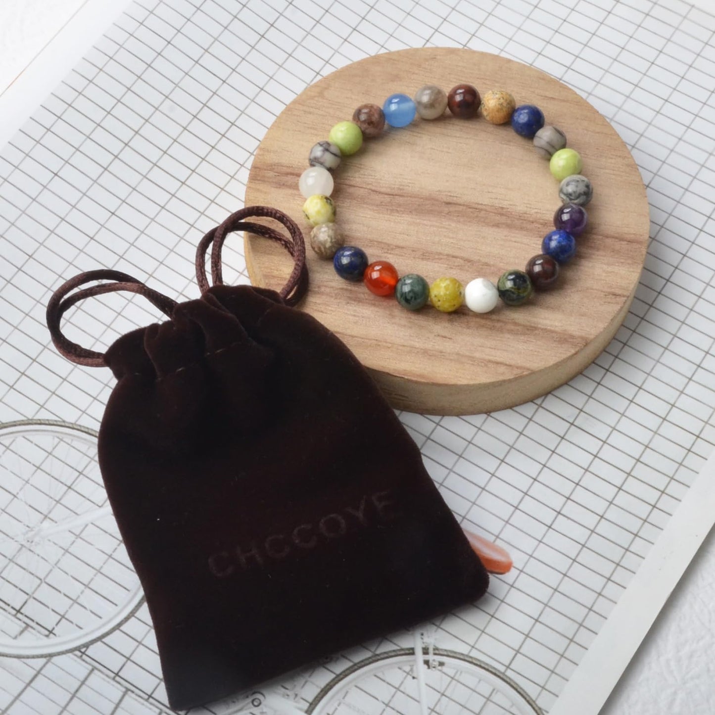 CHCCOYE 6mm Natural Healing Gemstone Bracelet Handmade Yoga Stretch Elastic Bracelet Stress Relief Crystal Jewelry for Men and Women (6mm,Colorful)