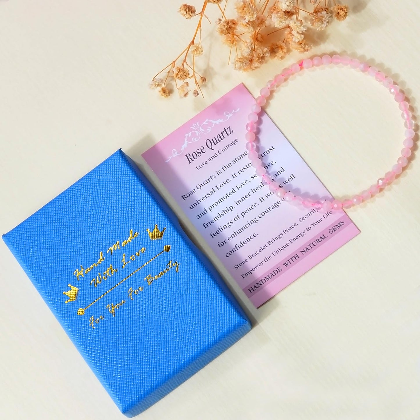MASSIVE BEADS Natural Genuine Gemstone Beads Healing Crystal Chakra Reiki Jewelry Faceted Round Beads Bracelets (Rose Quartz, 3mm)