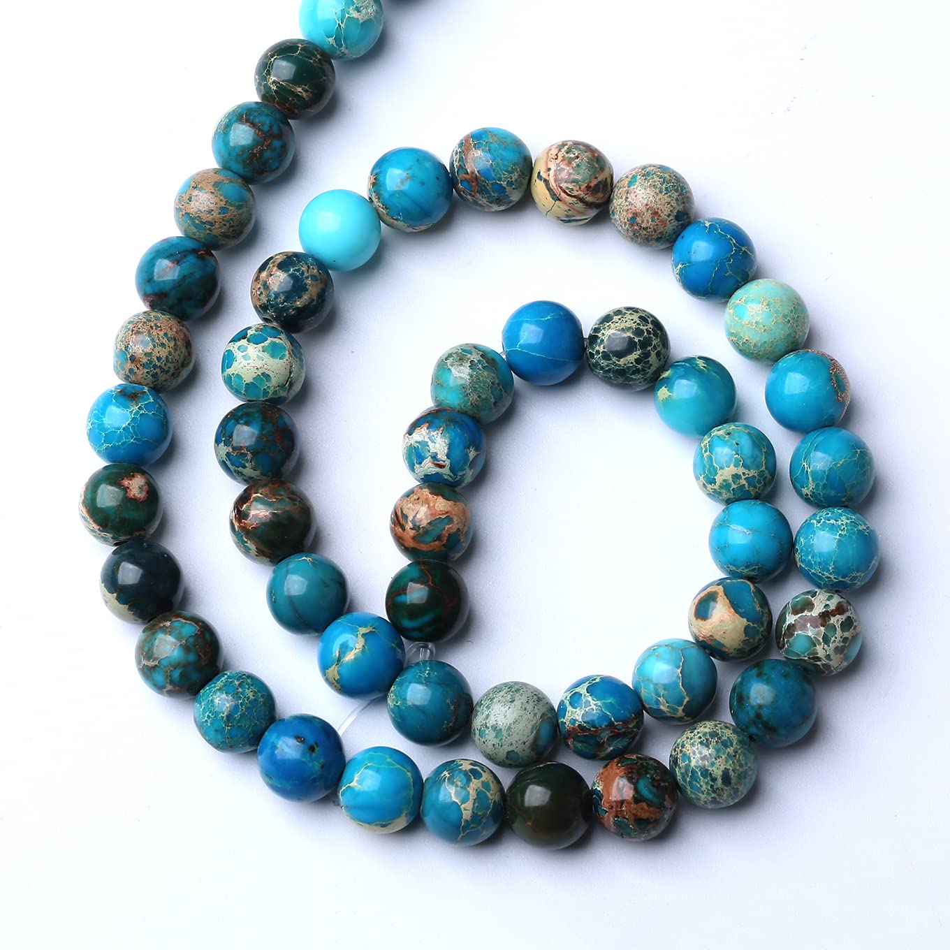 90PCS 4mm Natural Blue Imperial Jasper Beads Round Loose Stone Beads for Jewelry Making for Jewelry Making DIY Bracelet Necklace 15 Inch,Energy Stone Healing Power (4mm, Blue Imperial Jasper Beads)