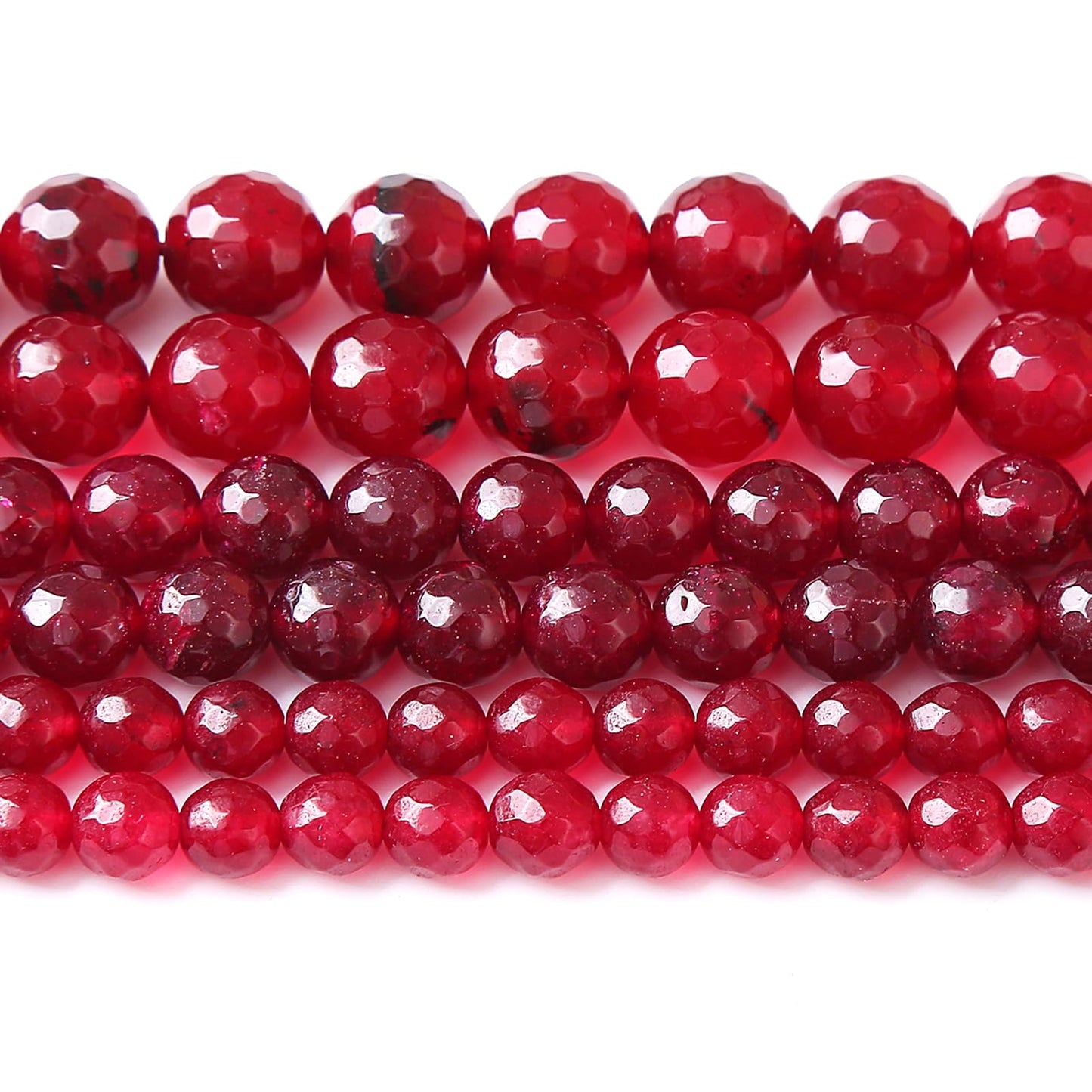 36pcs 10mm Faceted Red Jade Gemstone Beads Natural Stone Round Loose Spacer Beads for Jewelry Making DIY Bracelet Necklace 1 Strand 15inch