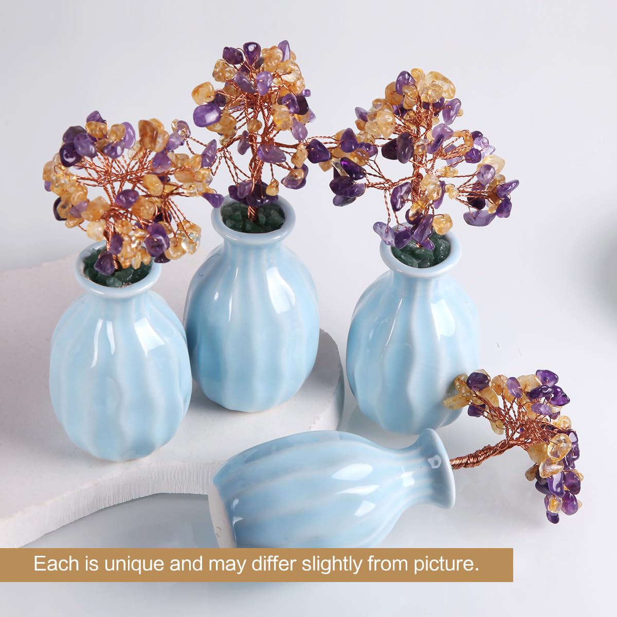 Natural Crystal Tree, Life Tree, Ornaments Placed on desks and Offices, Natural Amethyst Yellow Crystal