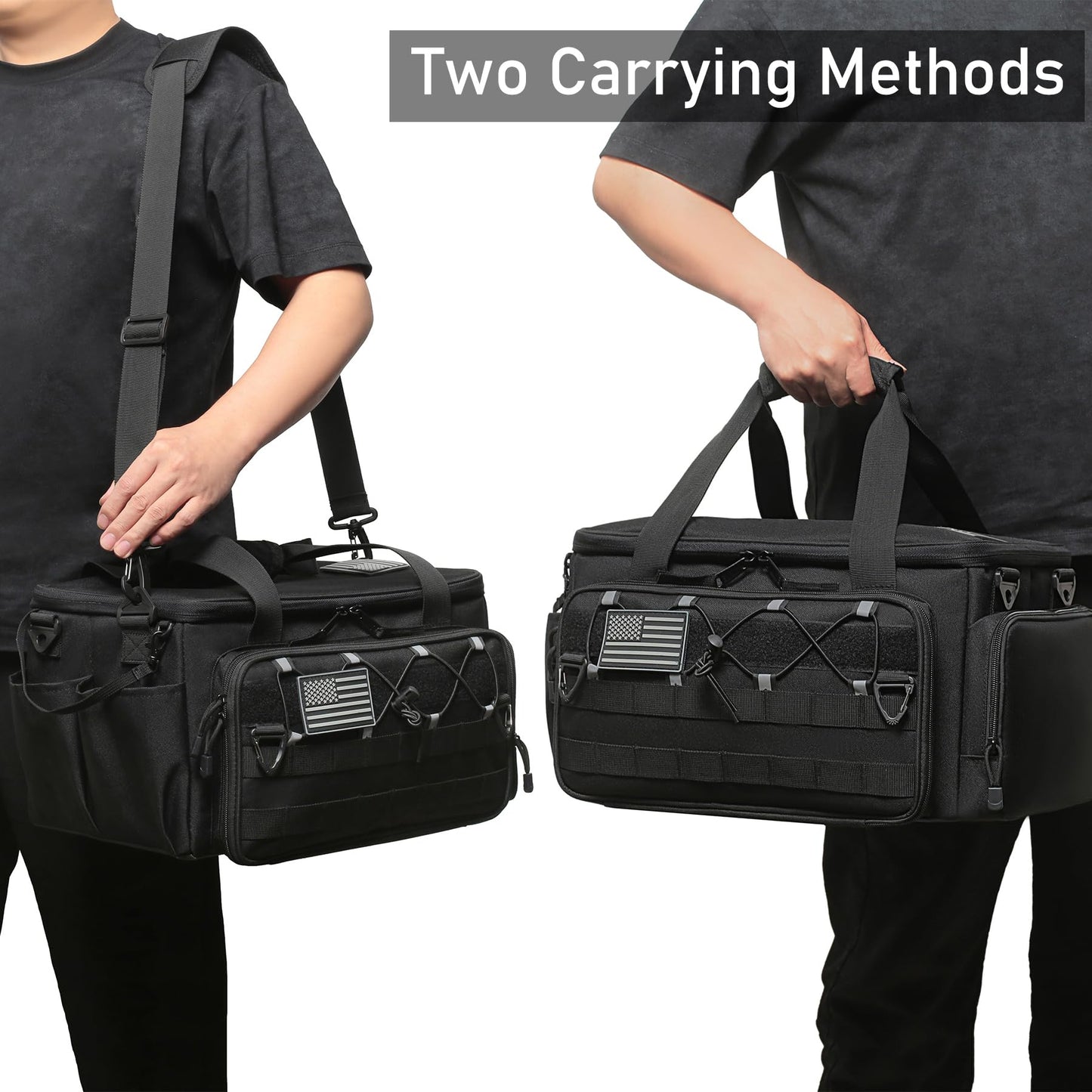 15-Inch Tool Bag Multi-purpose Tool Organizer Bag For Men with Shoulder Strap, Tactical Range Bag Work Tote for Repairman, Carpenters, Handymen (Black)