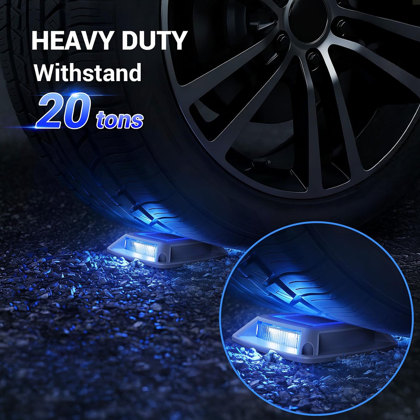 Etetale Solar Driveway Lights Outdoor 6 Pack, IP68 Waterproof Solar Powered Driveway Marker Deck Dock Lights for Steps Pathway Walkway Sidewalk Garden Yard Stair Marine (Blue)