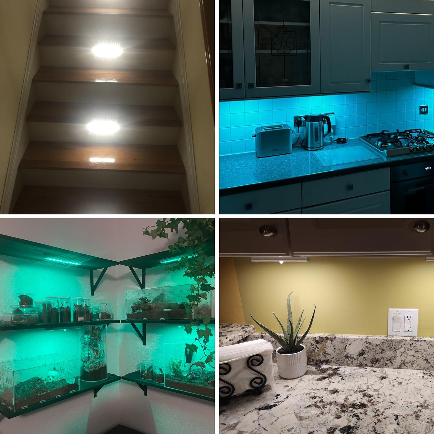 SZOKLED 58-LED Under Cabinet Lighting Wireless, RGB Motion Sensor Night Lights, 1100mAh Magnetic Under Cabinet Lights for Kitchen, Shelf, Stair, 15 Color (4 Pcs)
