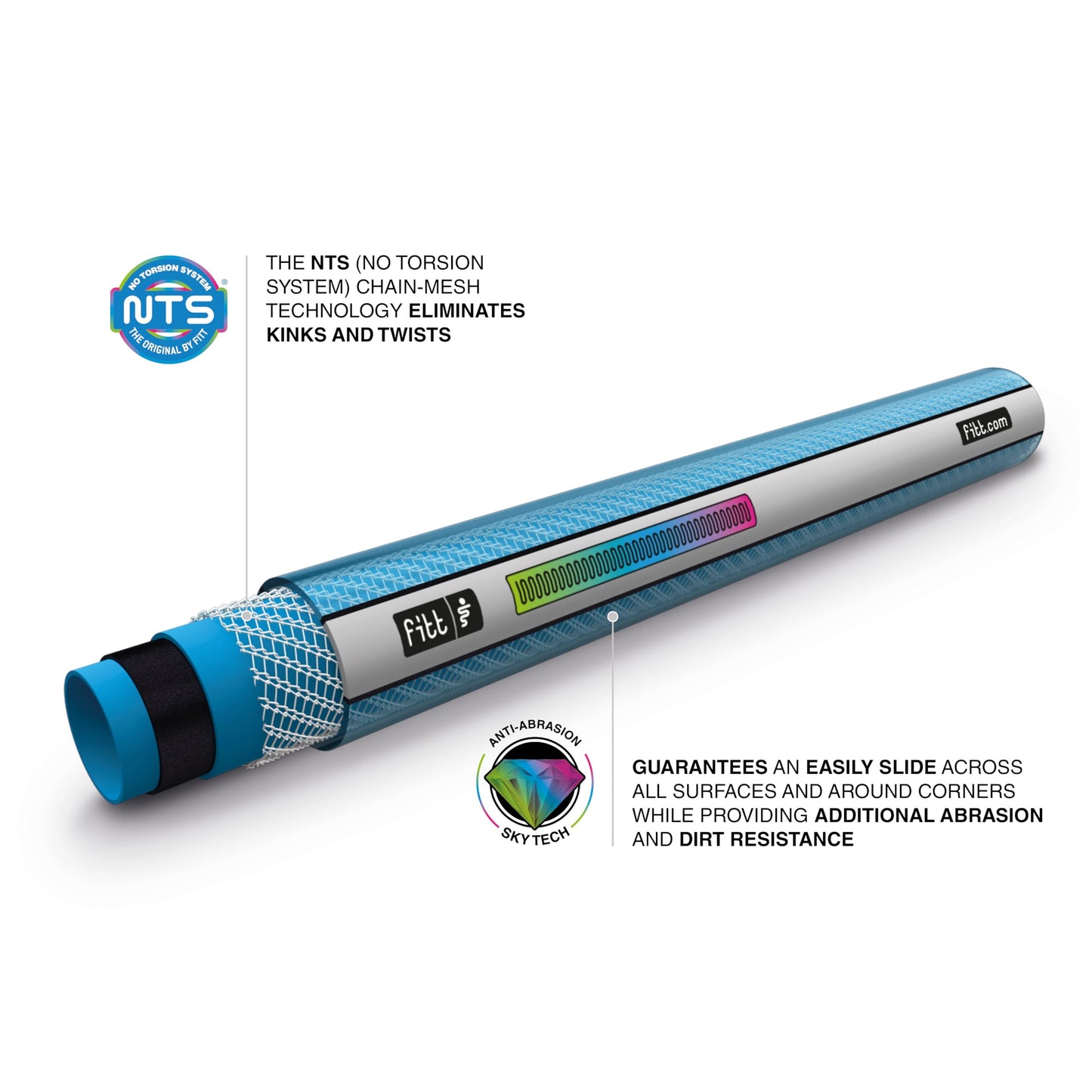 FITT Aquamaster 5/8" 50ft, high performance flexible Garden Hose for intensive Use. Kink-proof