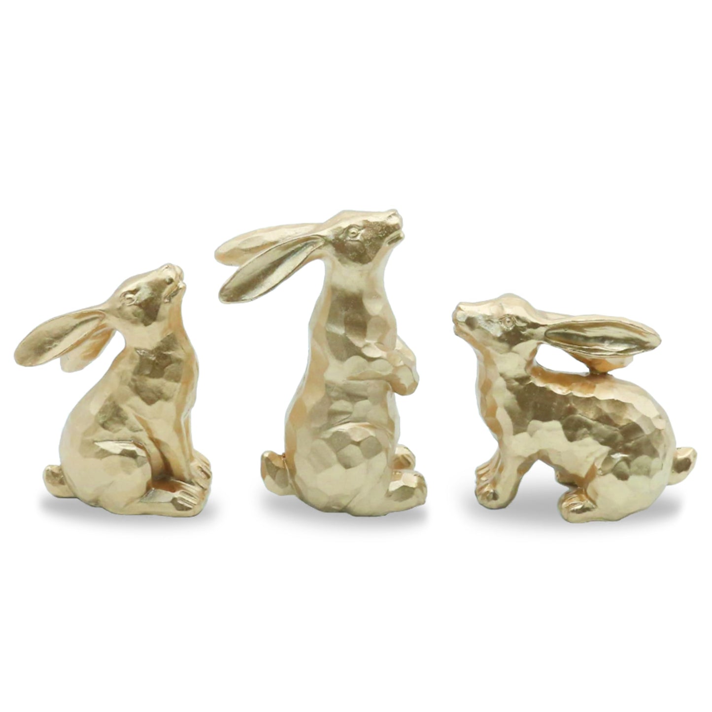 AOMOONOA Resin Gold Bunny Decor Rabbit Figurines, Small Easter Bunny Figurine Set of 3, Easter Rabbit Statues for Spring Tabletop Decor