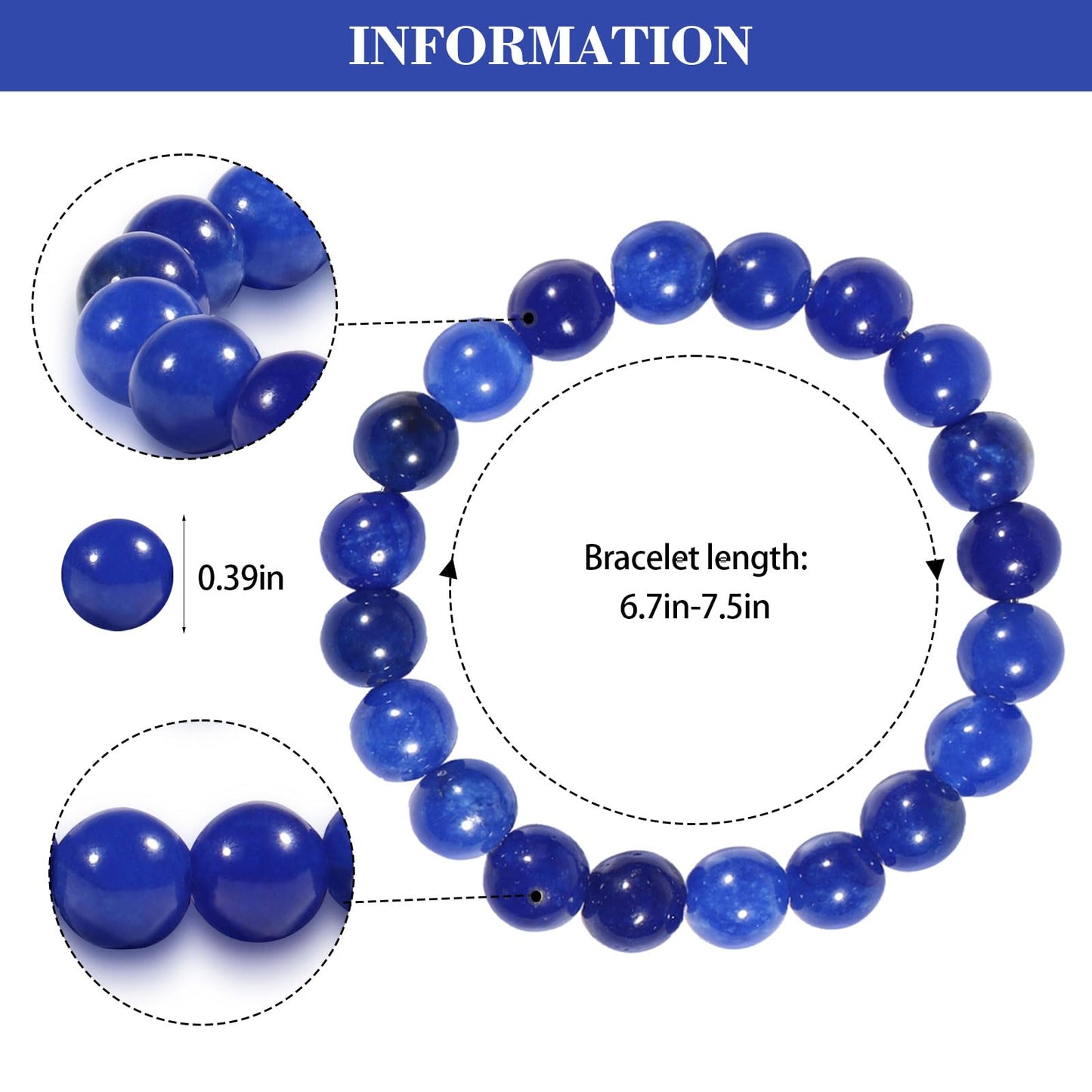 RUIQLXHANG Natural Stretch Lapis Lazuli Bracelet 10mm Healing Crystal Beads Bracelet for Women Men Energy Quartz Chakra Jewelry Meditation Emotion Control Stress & Anxiety Relief Bracelet