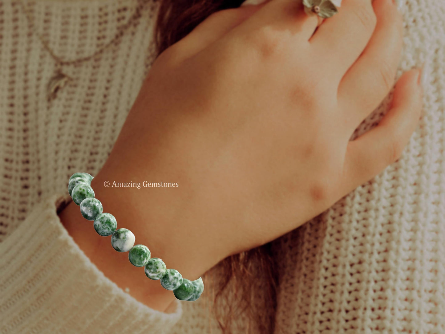 Amazing Gemstone Crystal Bracelet for Women Men's Gifts - Protection Healing Crystal Bracelet - 8mm Gemstone Beaded Stretchable Bracelet Pulseras Para Hombres Mujer Stocking Stuffers Mothers Day Gift (Tree Agate)