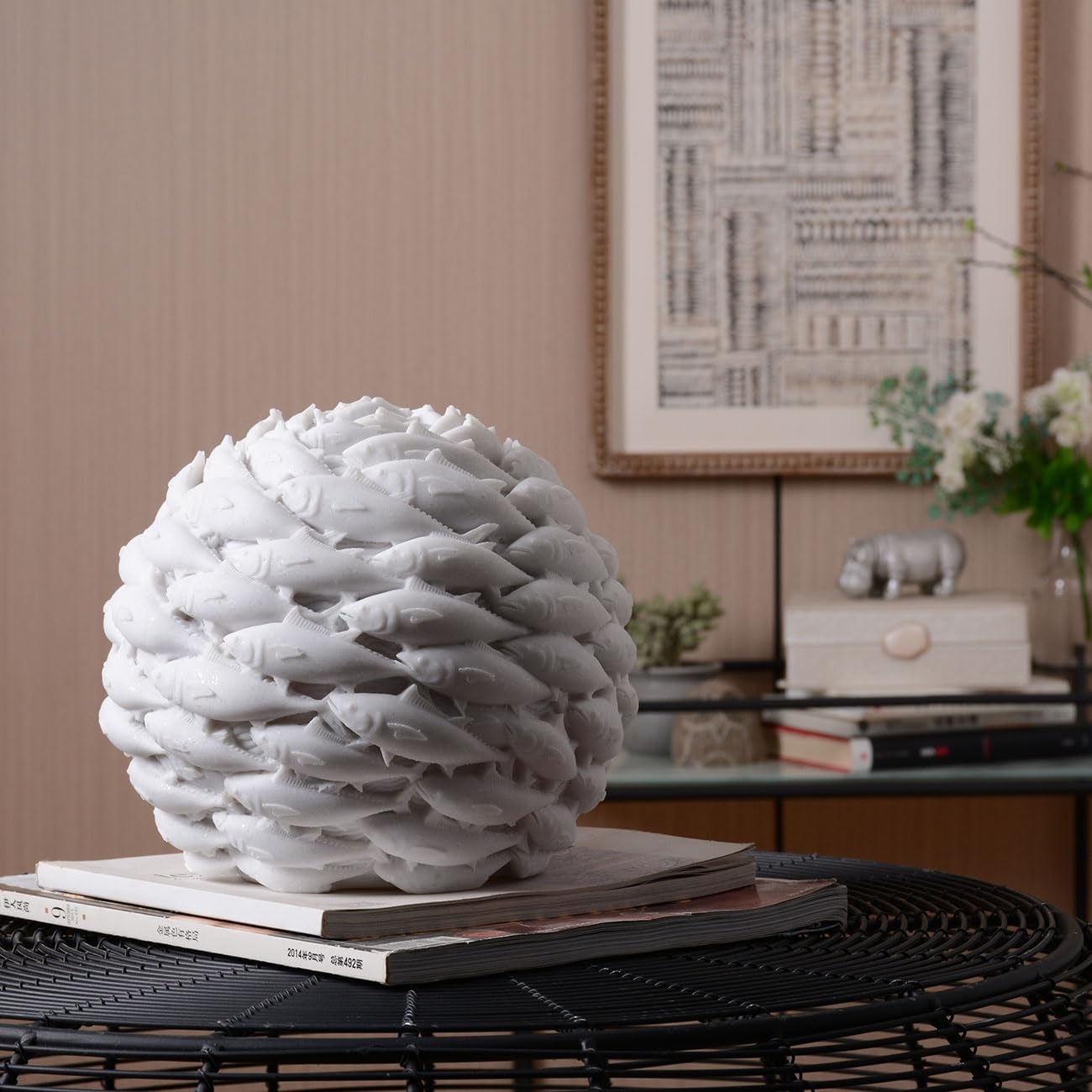 HAUCOZE Modern Sculpture Home Decor Fish Figurine Statue Abstract Art Table Centerpiece Gift for Living Room Polyresin 13.0 Inch