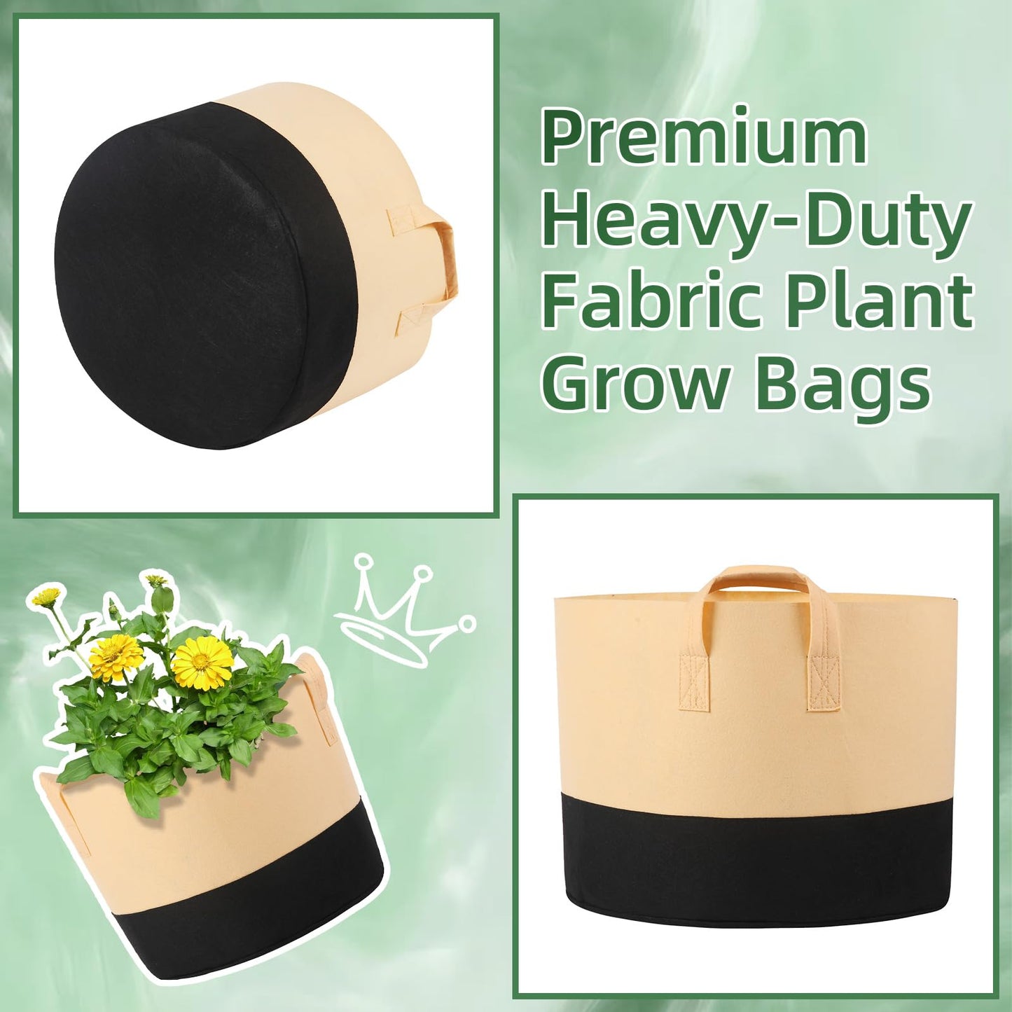 Ohiyoo 12 Pack 10 Gallon Grow Bags Colorful Fabric Plant Pots with Handles 10 Gal Garden Grow Bags Fabric Grow Pots Plant Growing Bags Vegetable Planting Bags for Garden and Outdoor (10 Gallon)