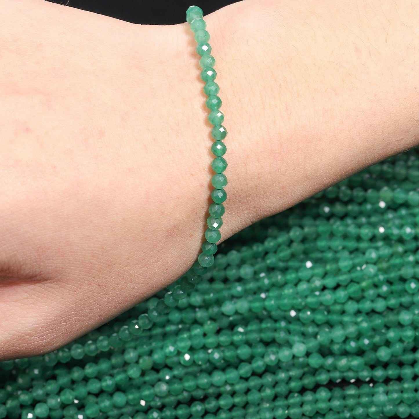 Song Xi 120pcs 3mm Natural Green Aventurine Gemstone Beads Faceted Round Loose Stone Beads for Jewelry Making (1 Strand)