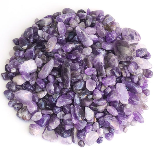 XMHOME 3 Pounds Amethyst Tumbled Stones - Purple Polished Crystals for Vase Filler, Meditation, and Home Decor