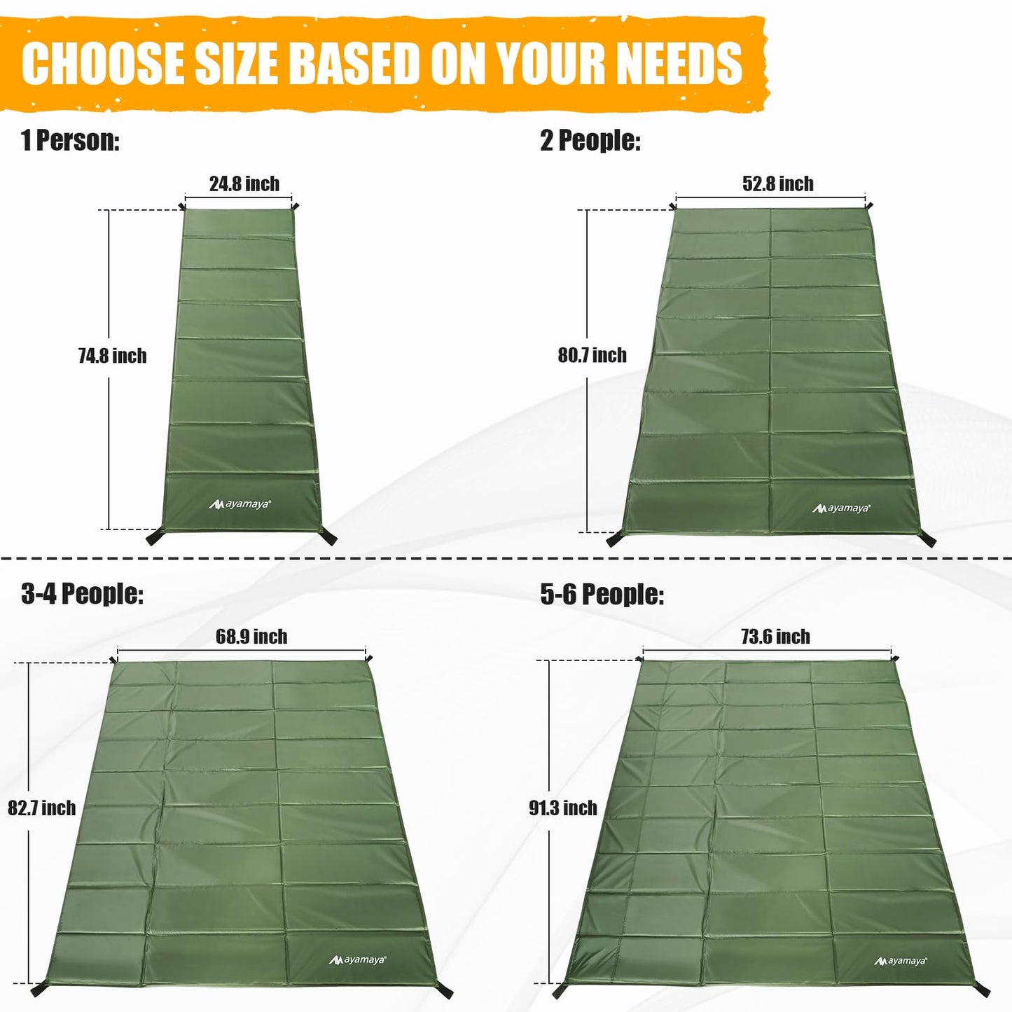 AYAMAYA Foam Sleeping Pad for Camping - Foldable Camping Mattress for 3 4 Person, Extra Thick Waterproof Tent Footprint Inner Camping Mat for Outdoor Backpacking Hiking Picnic Camping
