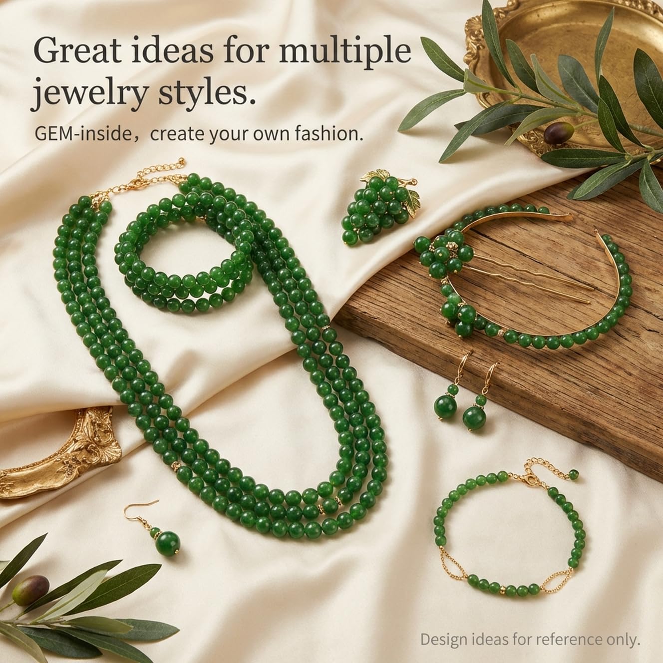 GEM-Inside Natural 8mm Green Taiwan Jade Gemstone Loose Beads Round Crystal Energy Stone Power for Jewelry Making 15"