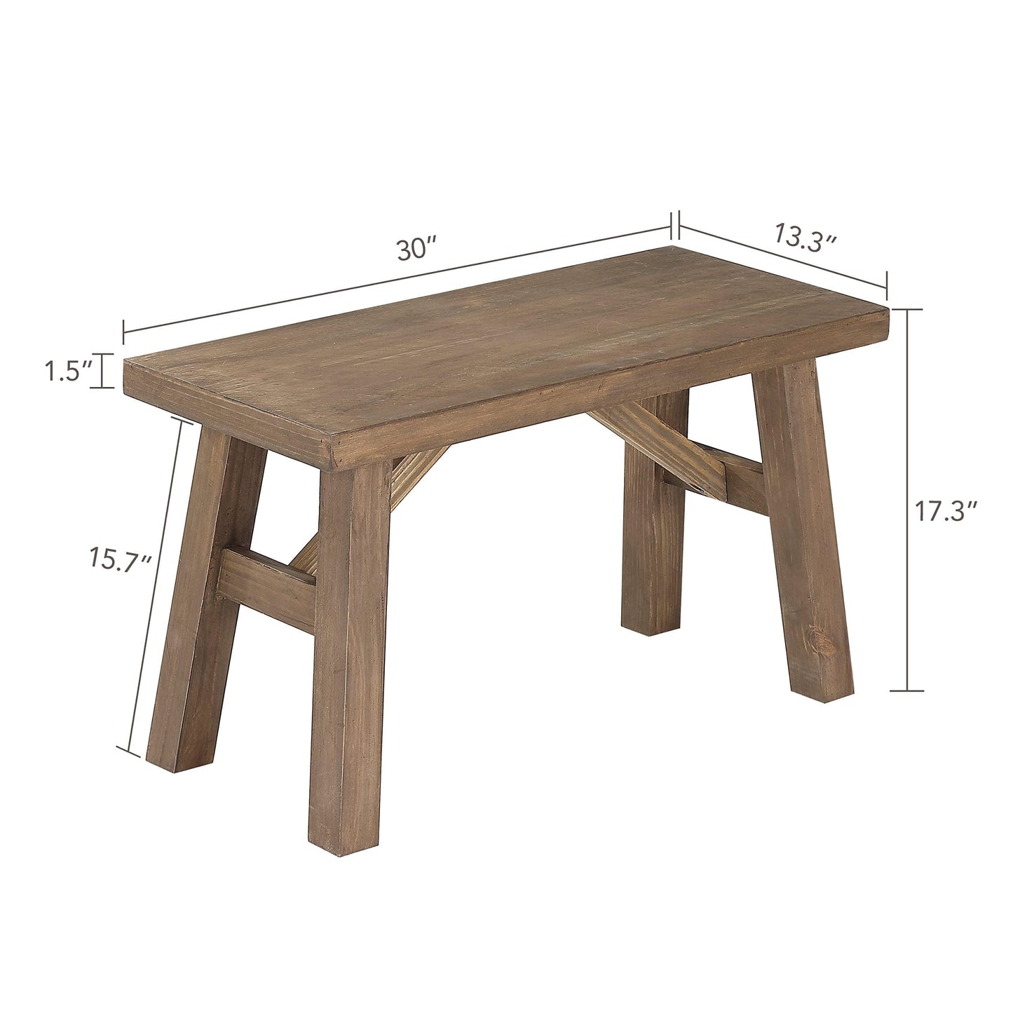 Wnutrees Sawmill Wood Bench, 30" Farmhouse Entryway Bench for Living Dining Room, Rustic Entry Way Benches Seat, Solid Wood, Handcraft Finshed, Natural