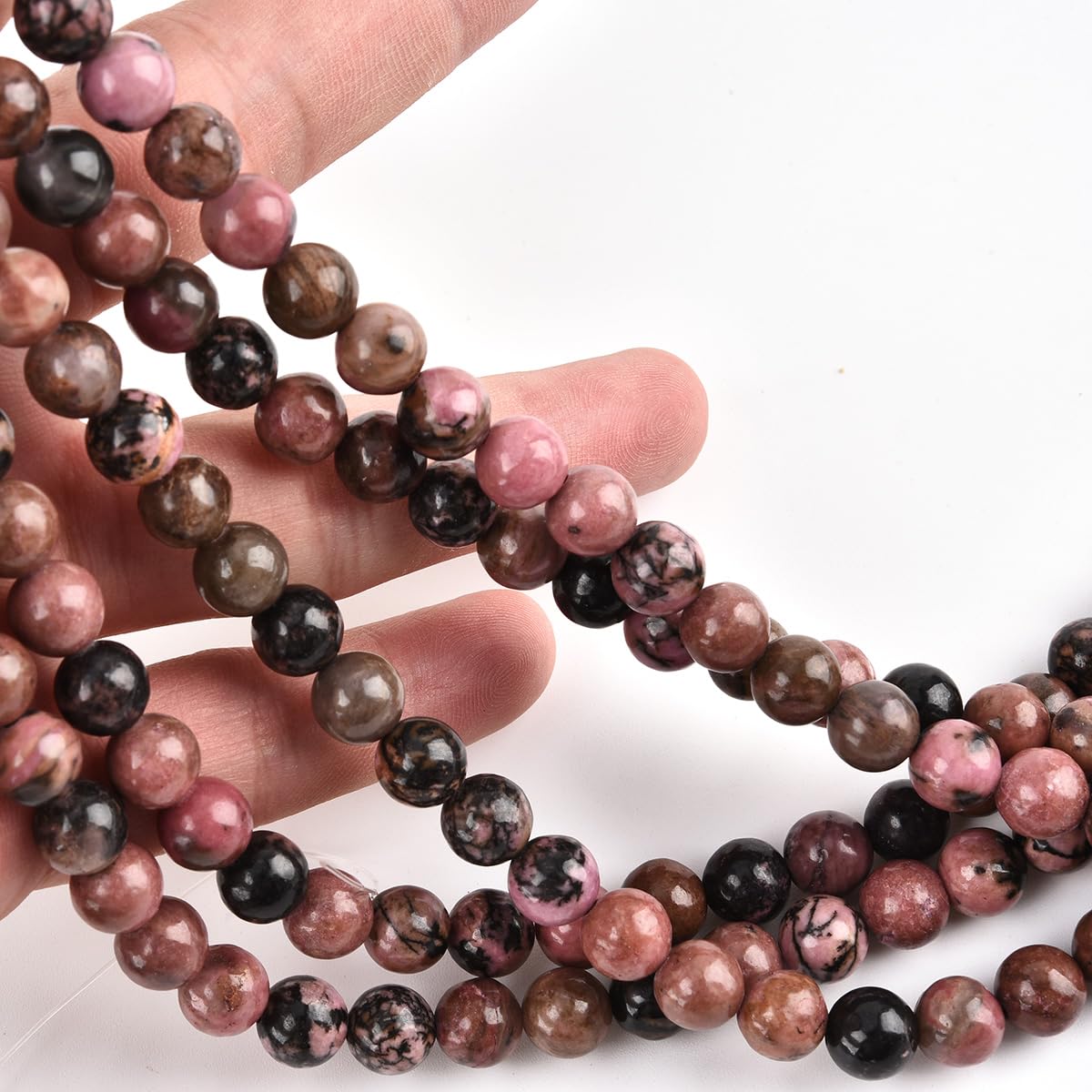 Genuine Black Rhodonite Beads for Jewelry Making Gemstone Semi Precious Stone Round 6mm Strand 15"(58-62pcs)