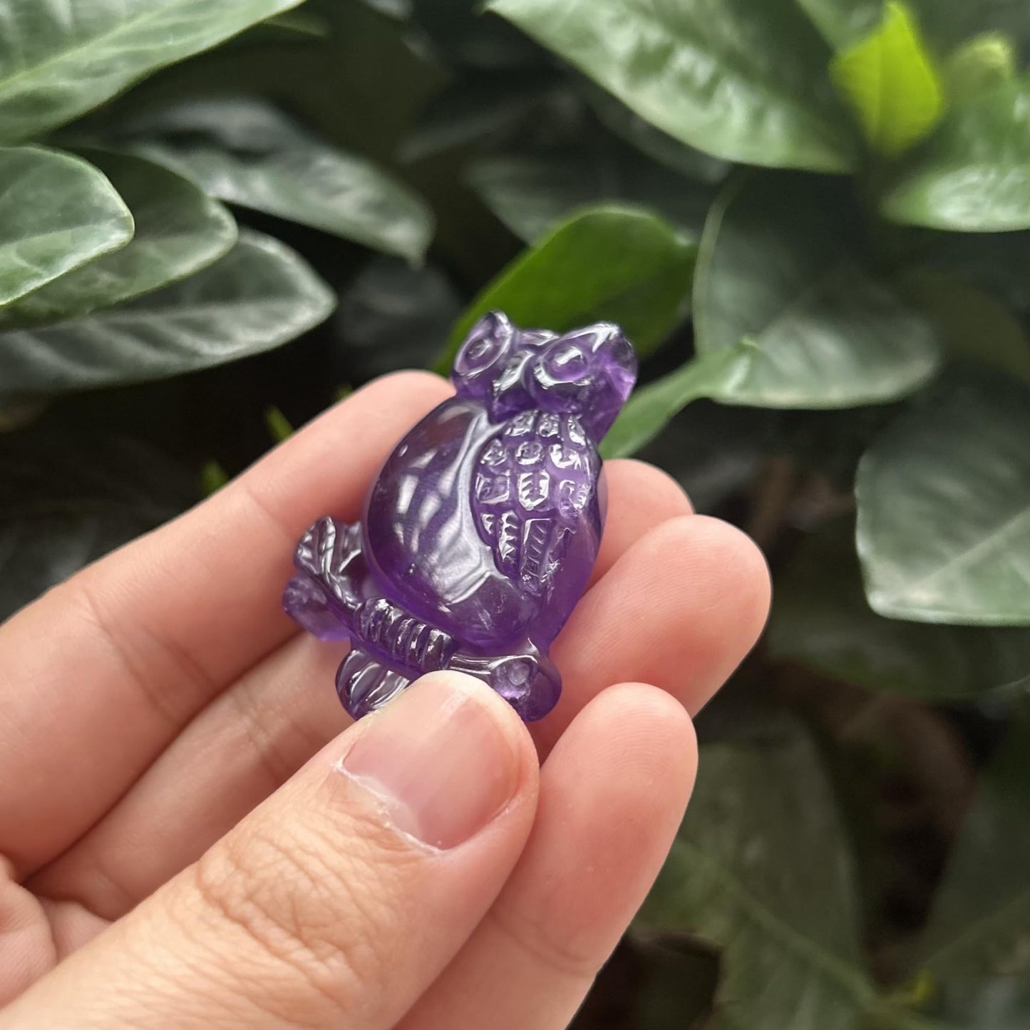 Bacatgem Natural Amethyst Owl Figurines Crystals and Healing Stones,Haped DIY Pendant