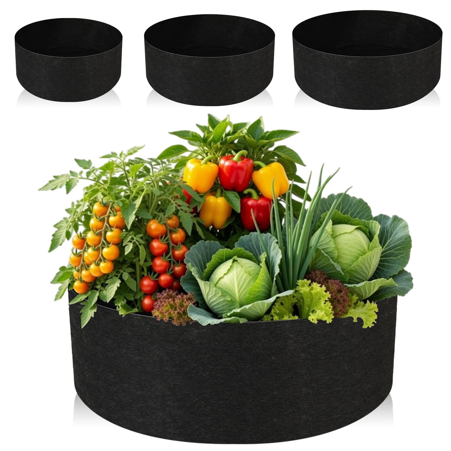 Hushee 3 Pack Plant Grow Bags 50/95/100 Gallon Large Round Grow Bags Raised Garden Beds Planters Pots Heavy Duty Fabric Cloth Black for Garden Flowers Vegetable Herbs Plants Outdoor Containers Favors