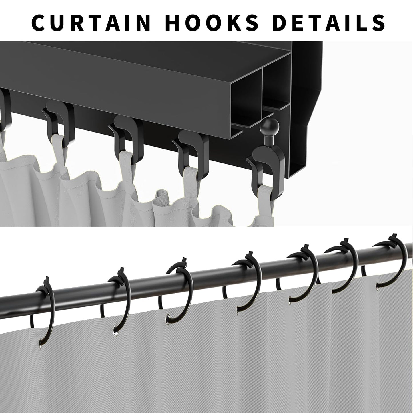 GarPad Gazebo Curtain Replacement Universal Privacy Curtain, 4-Panels Sidewall 10'X12' Curtain Gazebo Outdoor with Zipper,Universal Replacement for Patio Privacy Screen Grey(Only Curtain)