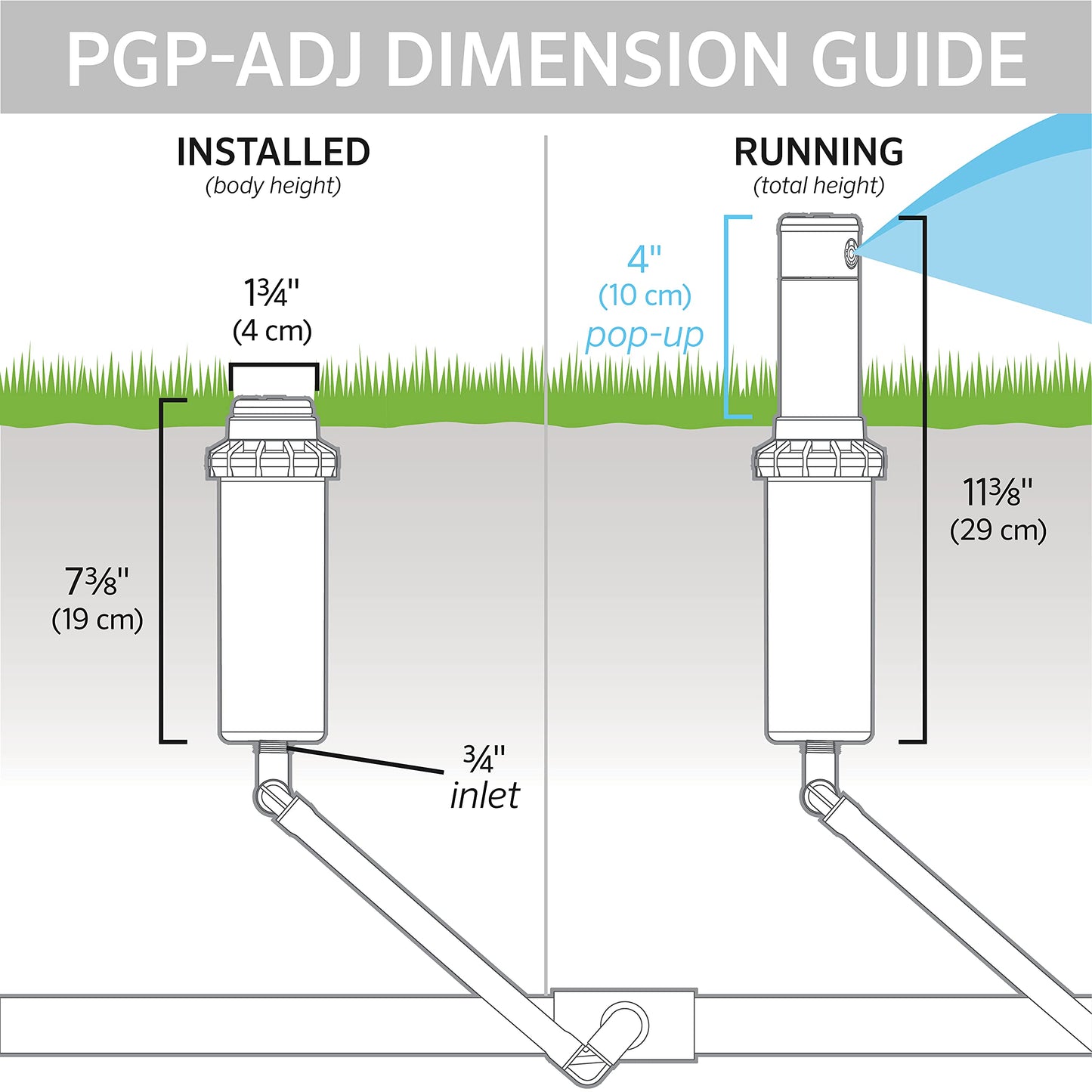 Hunter PGP-ADJ 3/4" Rotor Sprinkler Head, Adjustable 40°-360° Arc, 4" Pop-Up Gear Drive Lawn Irrigation Head, 22-52 ft Spray Distance, Preinstalled 3.0 GPM Nozzle