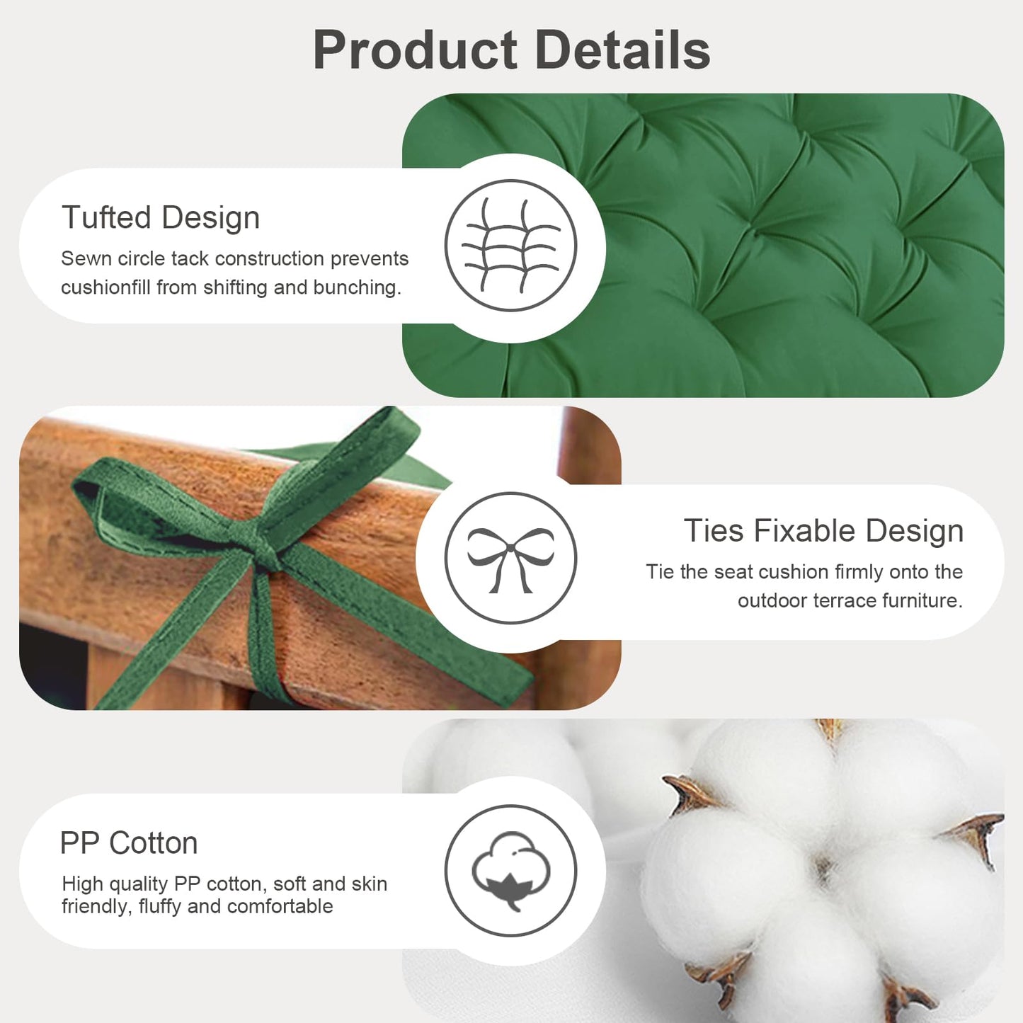 Yefound Outdoor Waterproof Bench Cushions Garden Bench Cushion Tufted Chair Pad 20 x 40 in Replacement Seat Pad Cushion Teal