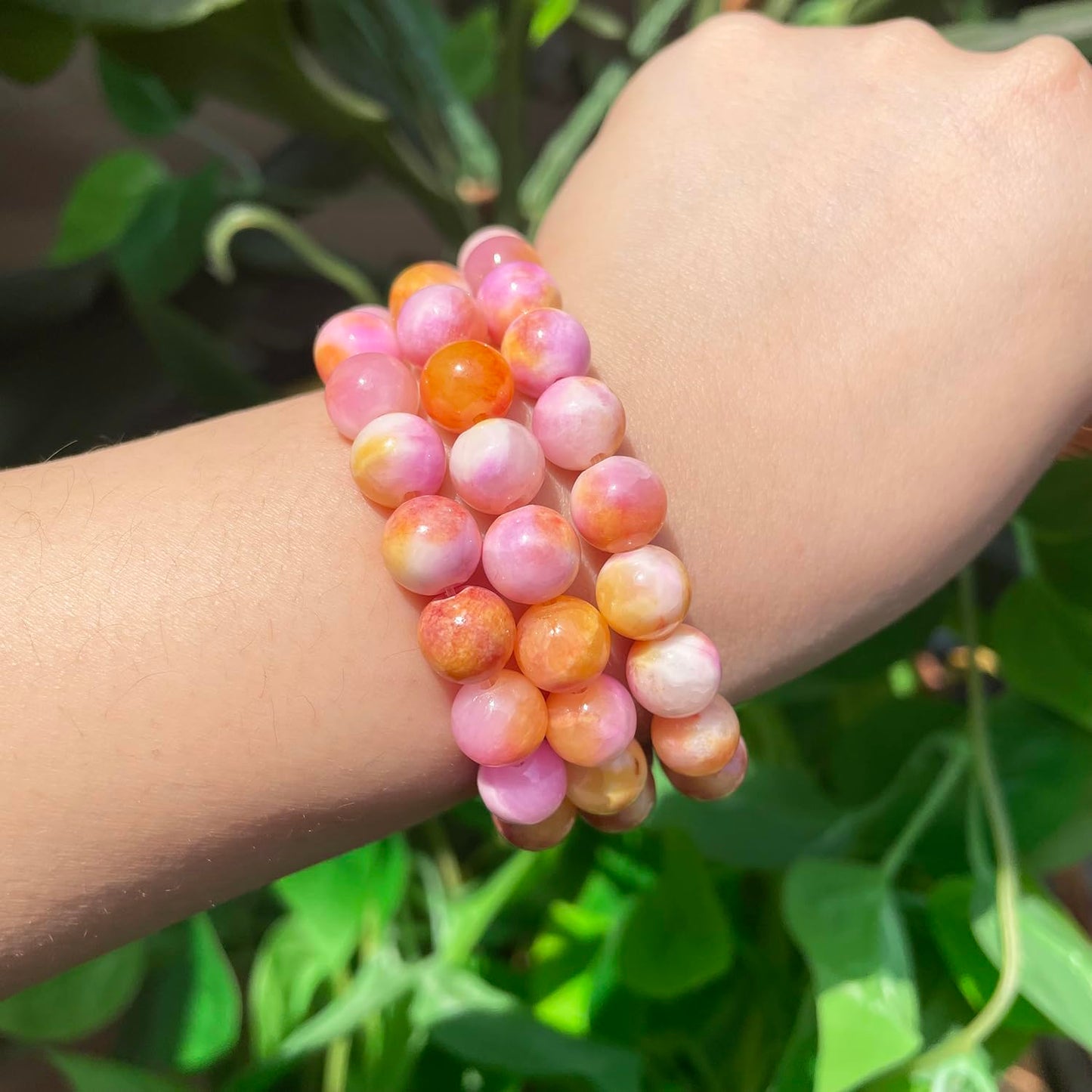Yochus 60pcs 6mm Orange&Pink Persian Jade Energy Healing Round Bulk Gemstone Beads for Jewelry Making Bracelet Necklace Earring DIY