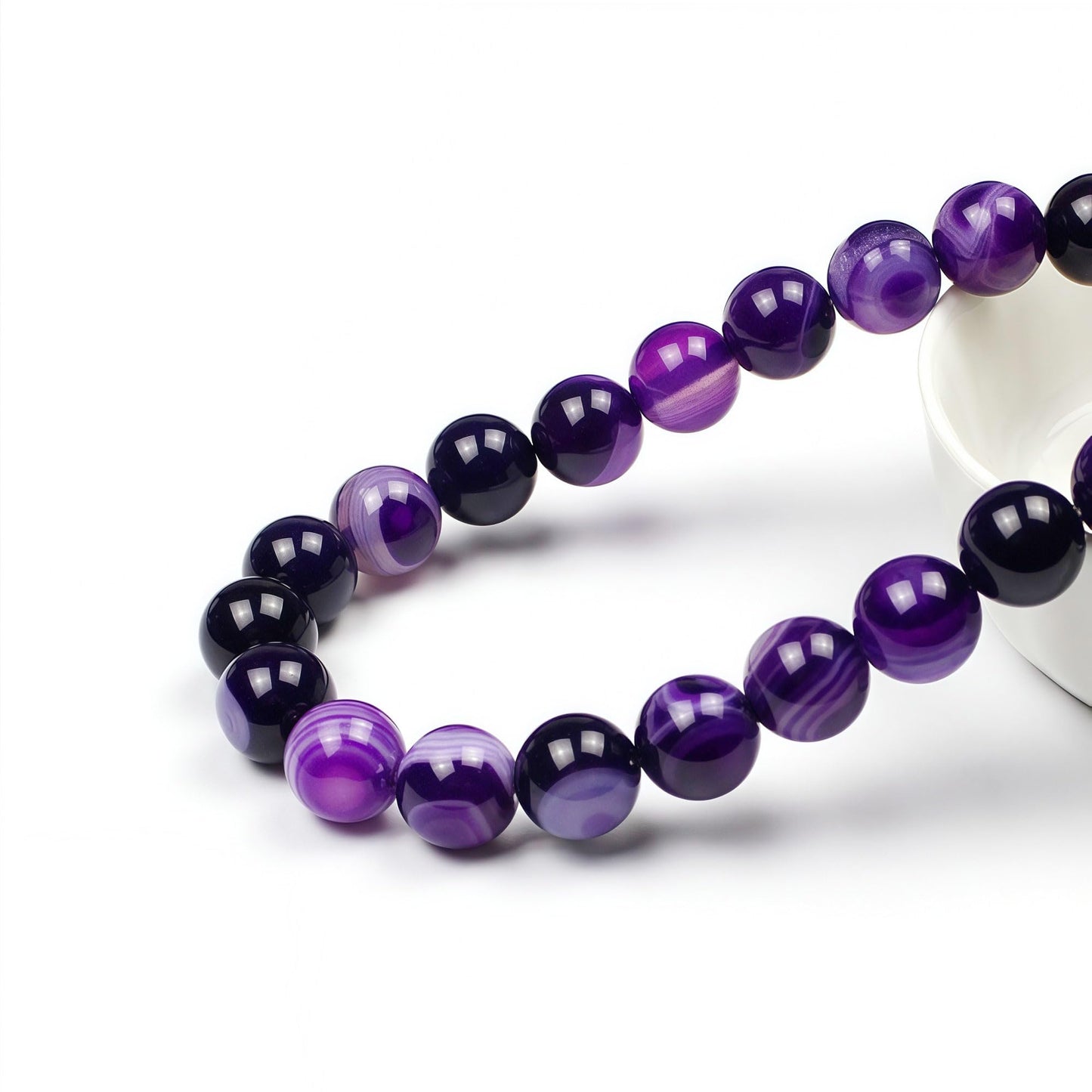 MJDCB Natural Stone Beads Purple Striped Agate Round Loose Beads for Jewelry Making DIY Bracelet Necklace (10mm)