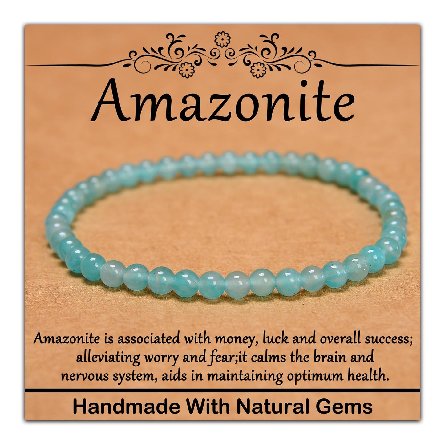 CHCCOYE 4mm Natural Healing Gemstone Bracelet Handmade Yoga Stretch Elastic Bracelet Stress Relief Crystal Jewelry for Men and Women (4mm Grade A Amazonite)