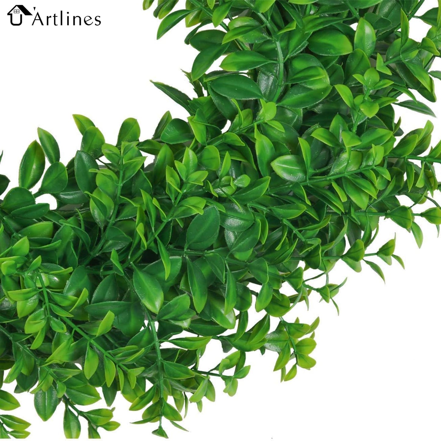 U'Artlines 17inch Front Door Wreaths Artificial Spring Summer Greenery Hanging Garland for Home Wedding Wall Window Decoration (17'inch Boxwood,1)