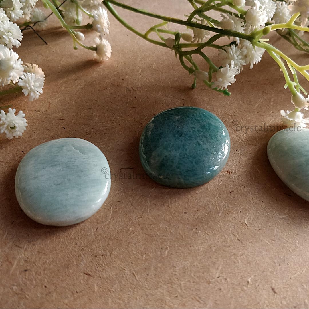 crystalmiracle Beautiful Amazonite Gemstone Worry Stone Positive Energy Crystal Healing Thumb Stone for Reiki Meditation Feng Shui Gifts for Men Women