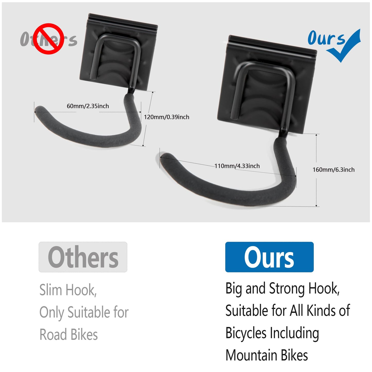 Sinoer Bike Storage Rack,Bike Storage Hanger, 4 Bikes + 3 Helmets Heavy Duty Bike Storage Vertical Bike Rack Holds up to 66lbs, 20 inches / 511mm -2 Rails