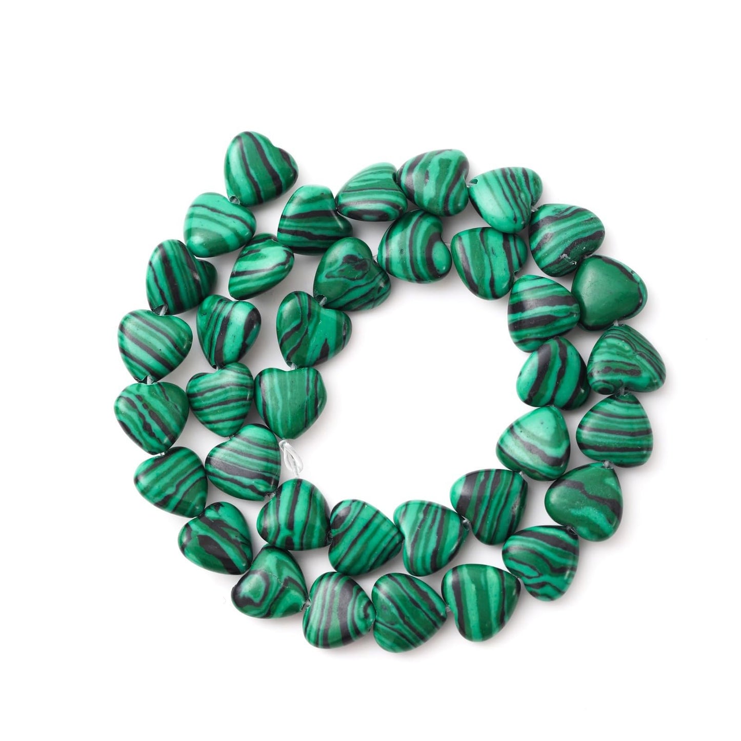 Natural Heart Shaped Malachite Stone Beads 10mm Loose Crystal Healing Beads for DIY Necklace Bracelet Making Gemstone Craft Supplies
