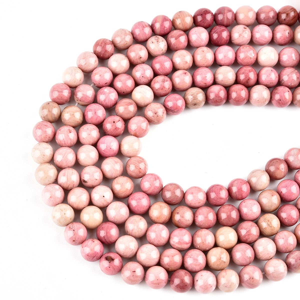 LIFAVOVY Genuine Rhodochrosite Beads for Jewelry Making Gemstone Semi Precious Stone Round 6mm Strand 15in(60-65pcs)