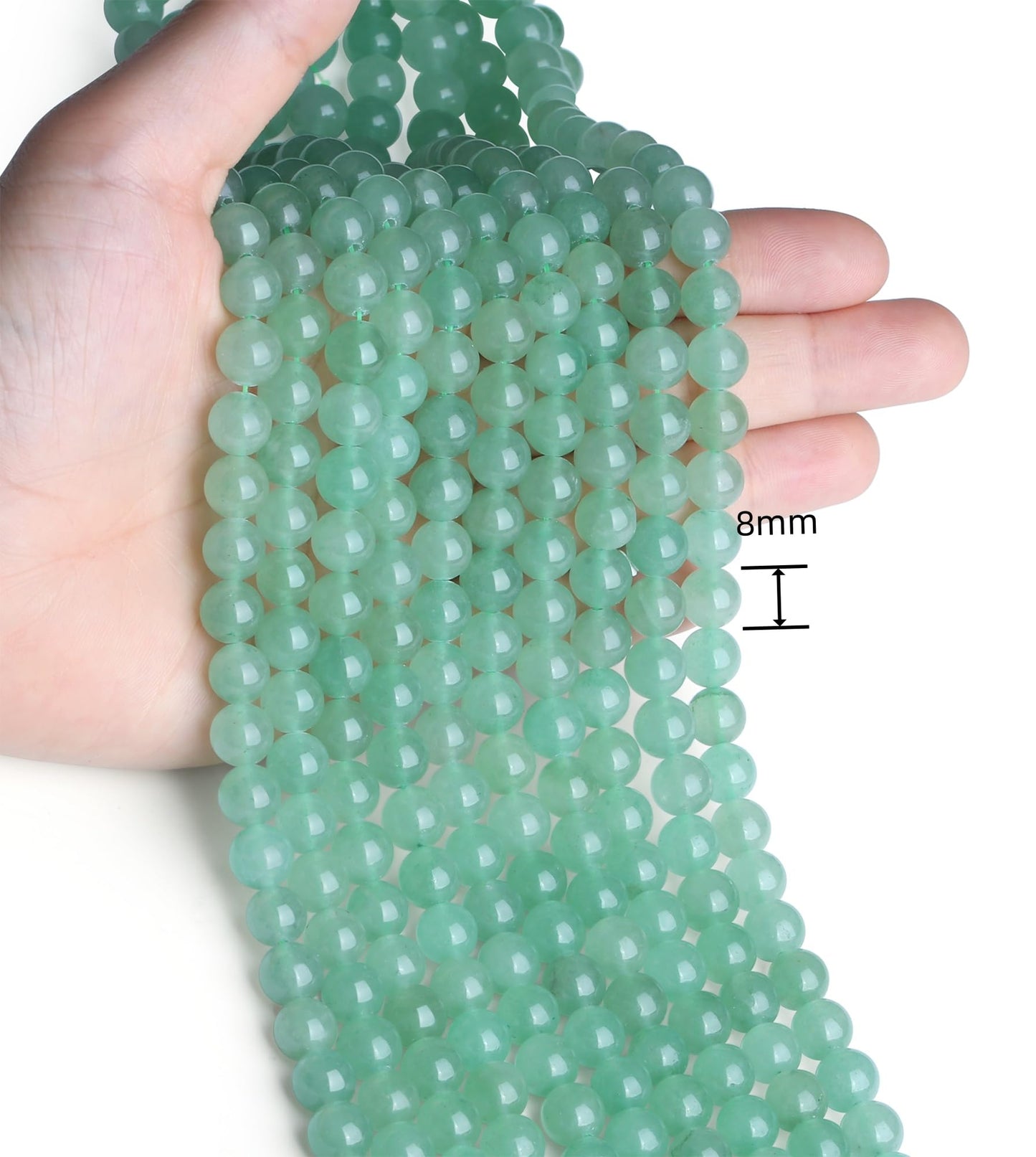 NUKAYAI Natural Green Aventurine Beads 100Pcs 8mm Crystal Beads Loose DIY Round Stone Bead for Bracelet Necklace Earrings Making