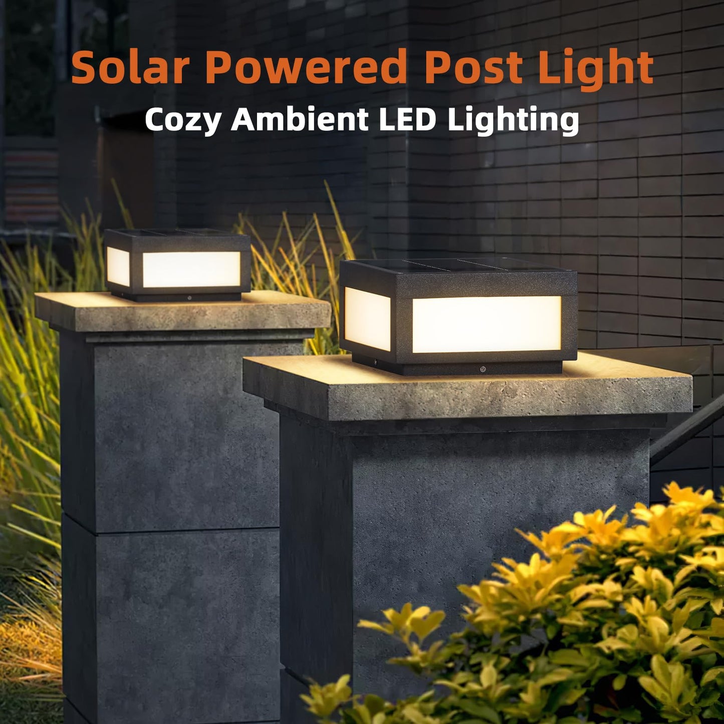 PAKEDANDUN Solar Pillar Lights Outdoor, 9.84" Modern Post Light Dusk to Dawn, Solar Column Lamp IP54 Waterproof with E26 Bulb, 3000K LED Fence Deck Cap Lights Lantern for Patio Garden Decoration(Grey)