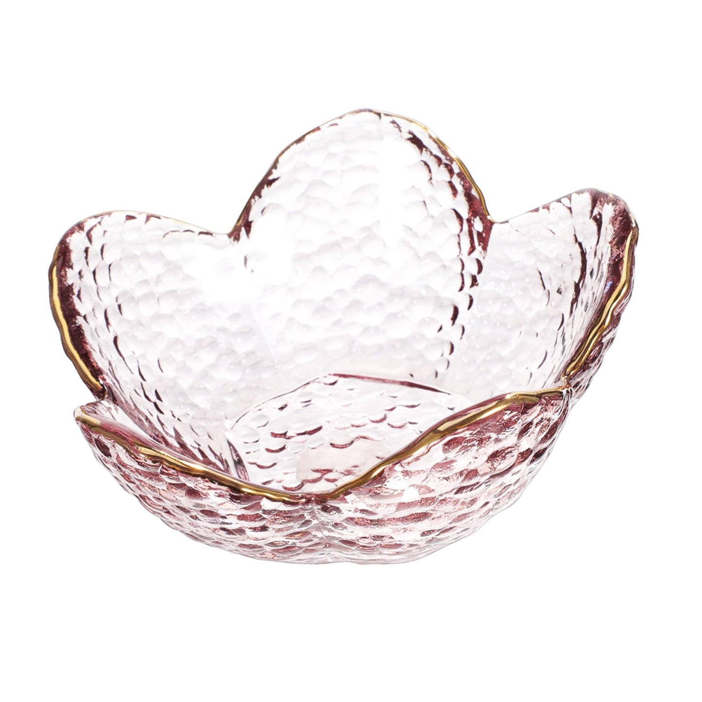 BESTYASH Glass Candy Bowl Cherry Blossoms Pink Gold Plate Decorative Trays for Office