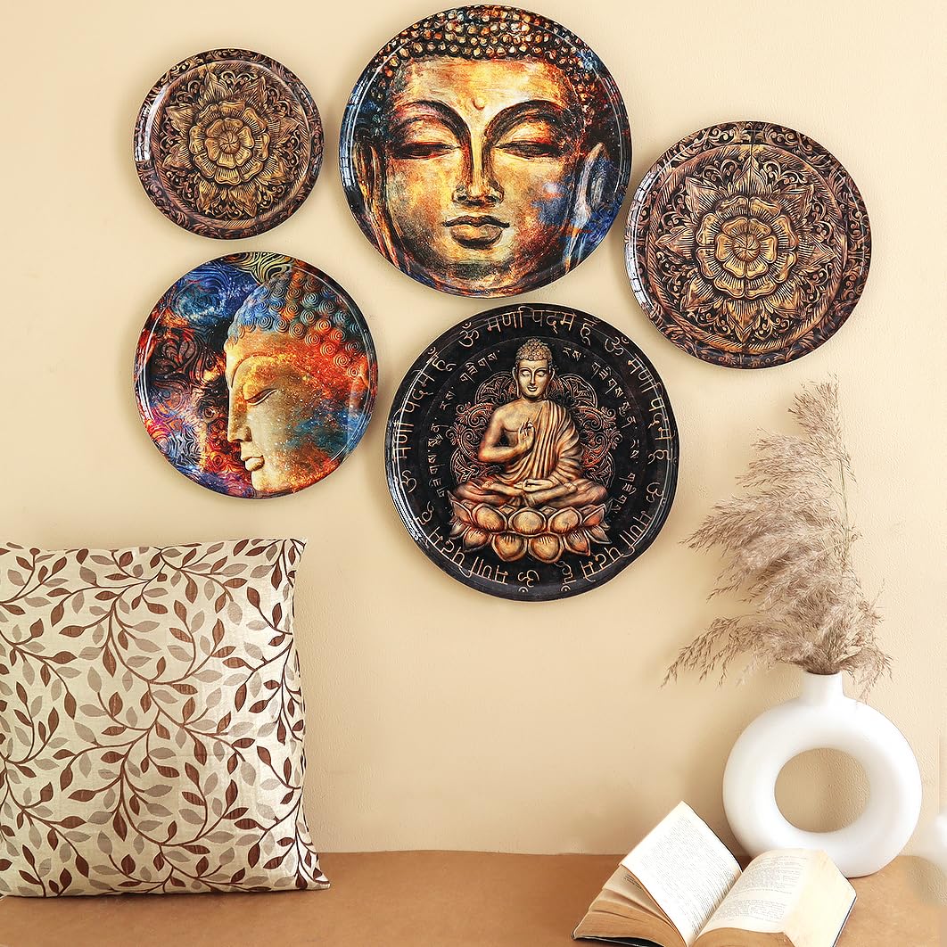 RITUALISTIC Nirvana Wall Plates- Set of 5 (Brown) | Decorative Wall Plates Hanging Room Decor Plate Wedding Gift | Valentine's day gifts