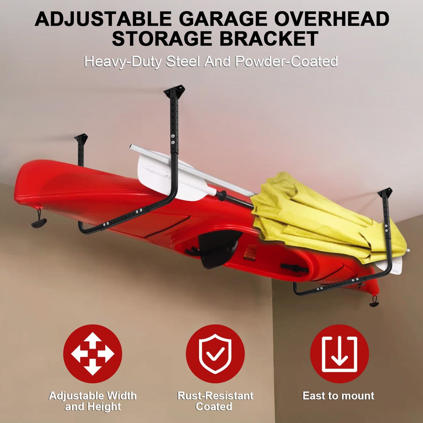 Colinktool Adjustable Ceiling Storage Racks, Overhead Storage Bracket, Heavy-Duty Shelves, 33 in. x 34 in, 200lbs Weight Capacity for Garage