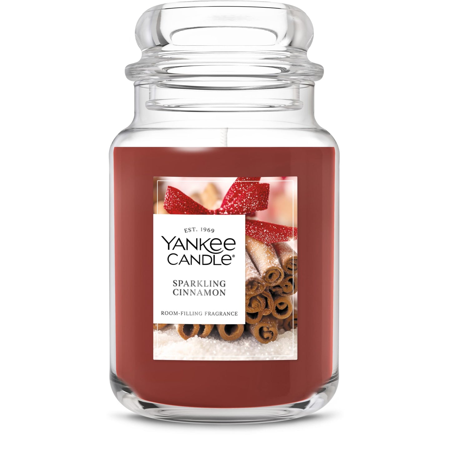 Yankee Candle Sparkling Cinnamon, Christmas Scented Candle, 22oz Large Jar with up to 150 Hour Burn Time, Giftable