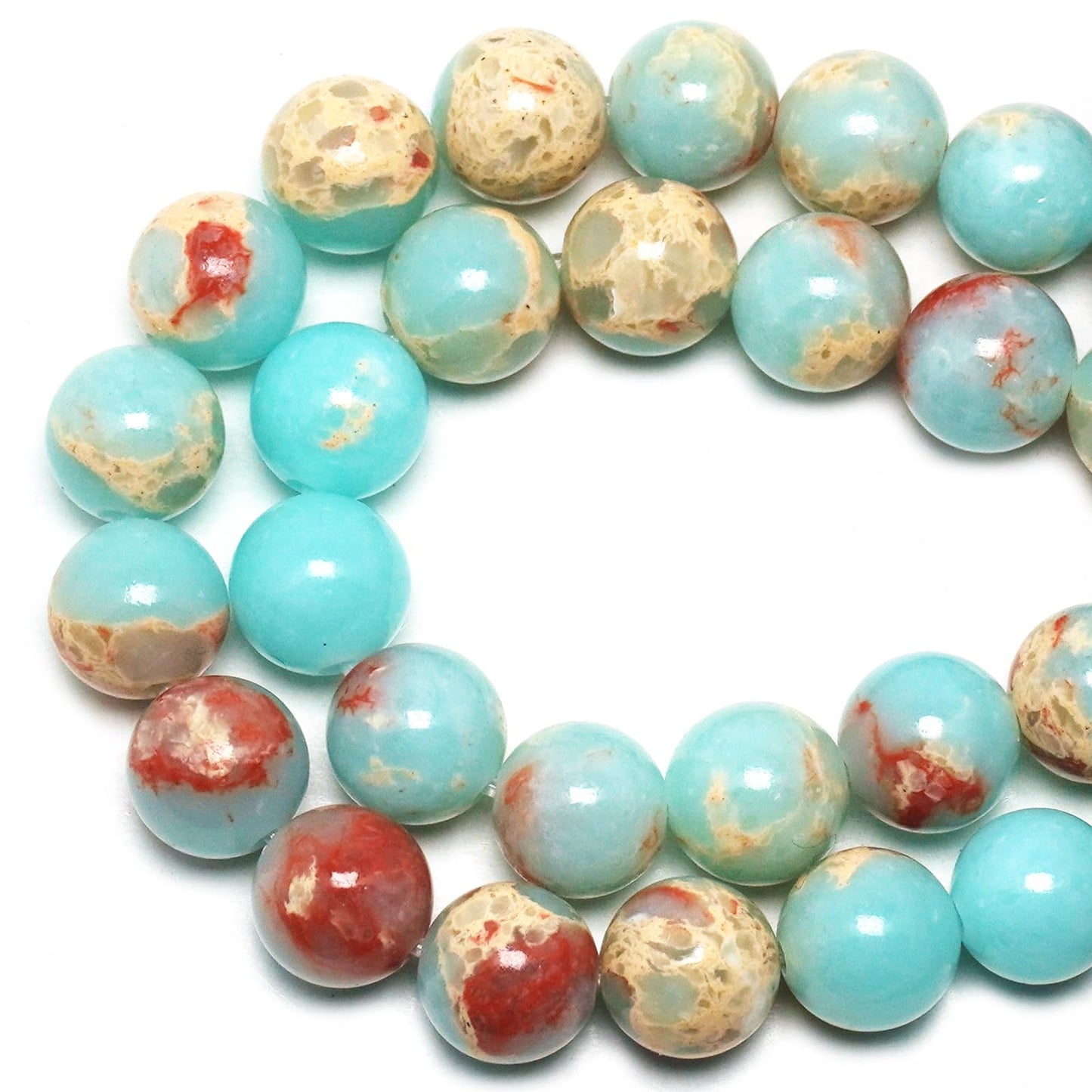 DIQIO Natural Sky Blue Jasper Beads for Jewelry Making - Round Loose Beads (58-60pcs, 6mm) - Sky Blue Jasper Gemstone