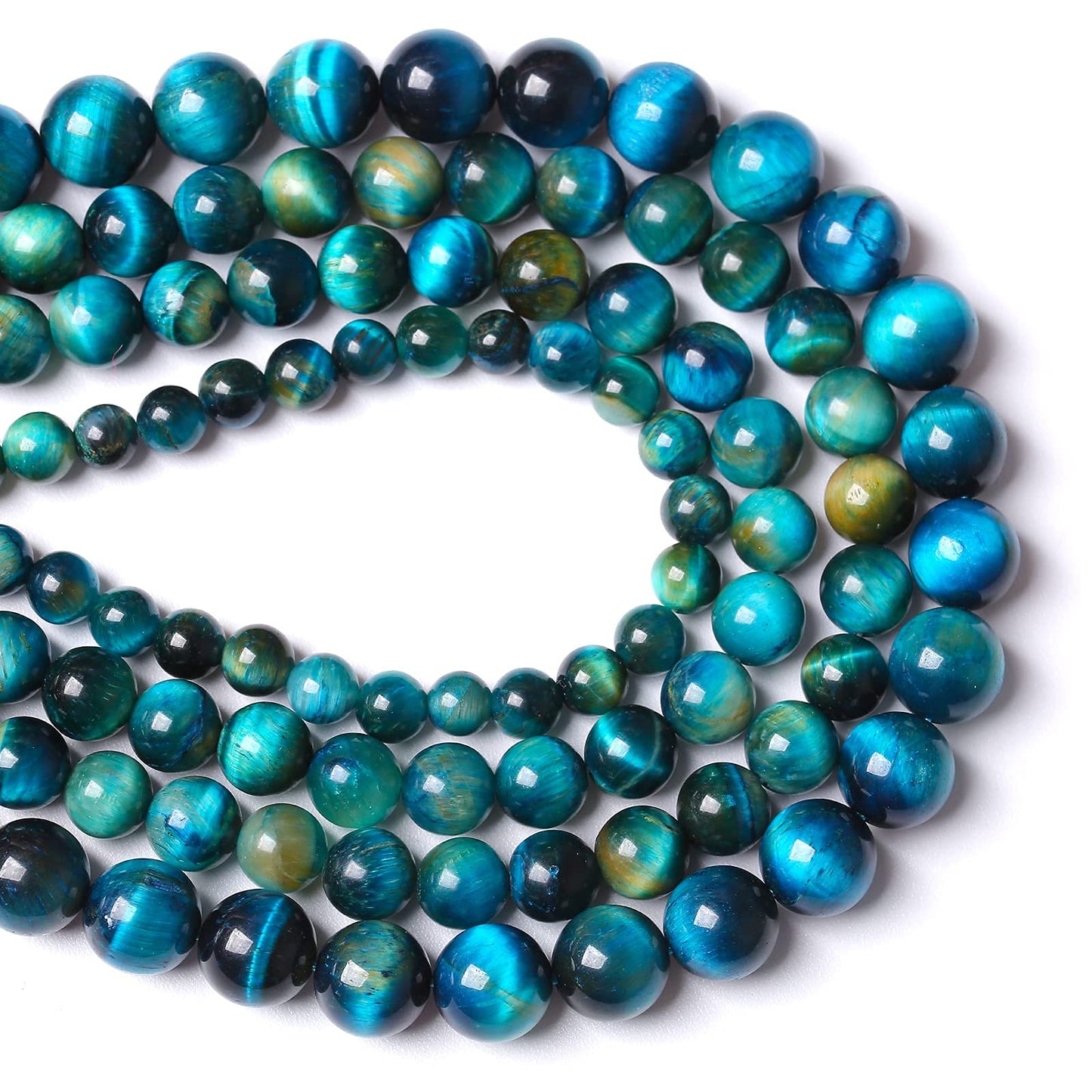 8mm Natural Blue Tiger Eye Stone Beads Round Loose Beads for Jewelry Making DIY Bracelet Necklace Accessories 15" 45pcs (Blue Tiger, 8mm)