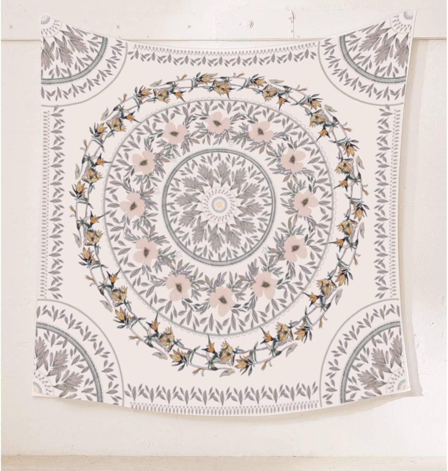 Simpkeely Sketched Floral Medallion Tapestry, Bohemian Mandala Wall Hanging Tapestries, Indian Art Print Mural for Bedroom Living Room Dorm Home Décor 69 x 90 Inches (Mauve)
