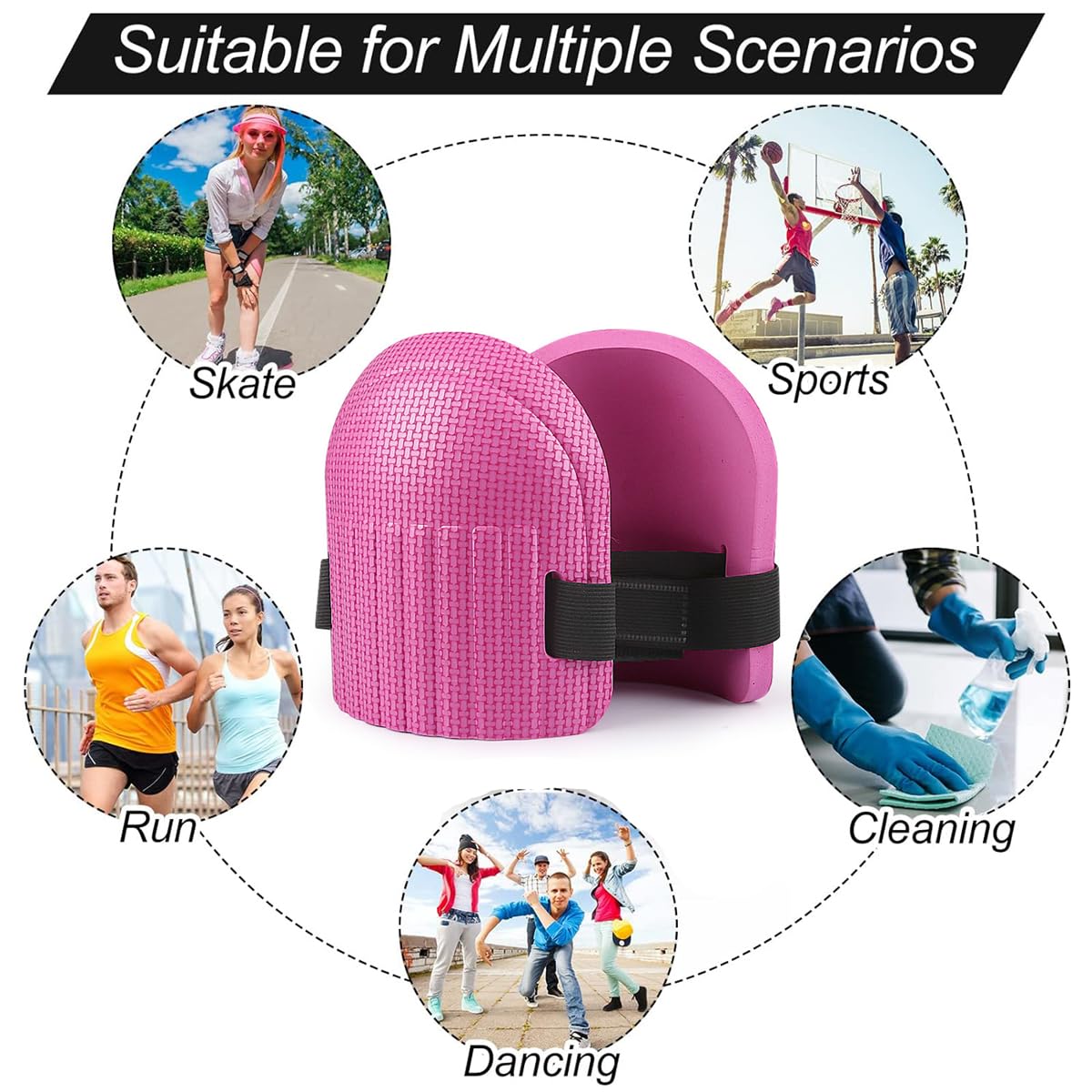 Price Xes Foam Knee Pads - Sturdy & Comfortable Knee Pads for Work, Construction, Cleaning Floors, Gardening - Men and Women Suitable Kneeling Cushions with Adjustable Elastic Band, 1 Pair (Black)
